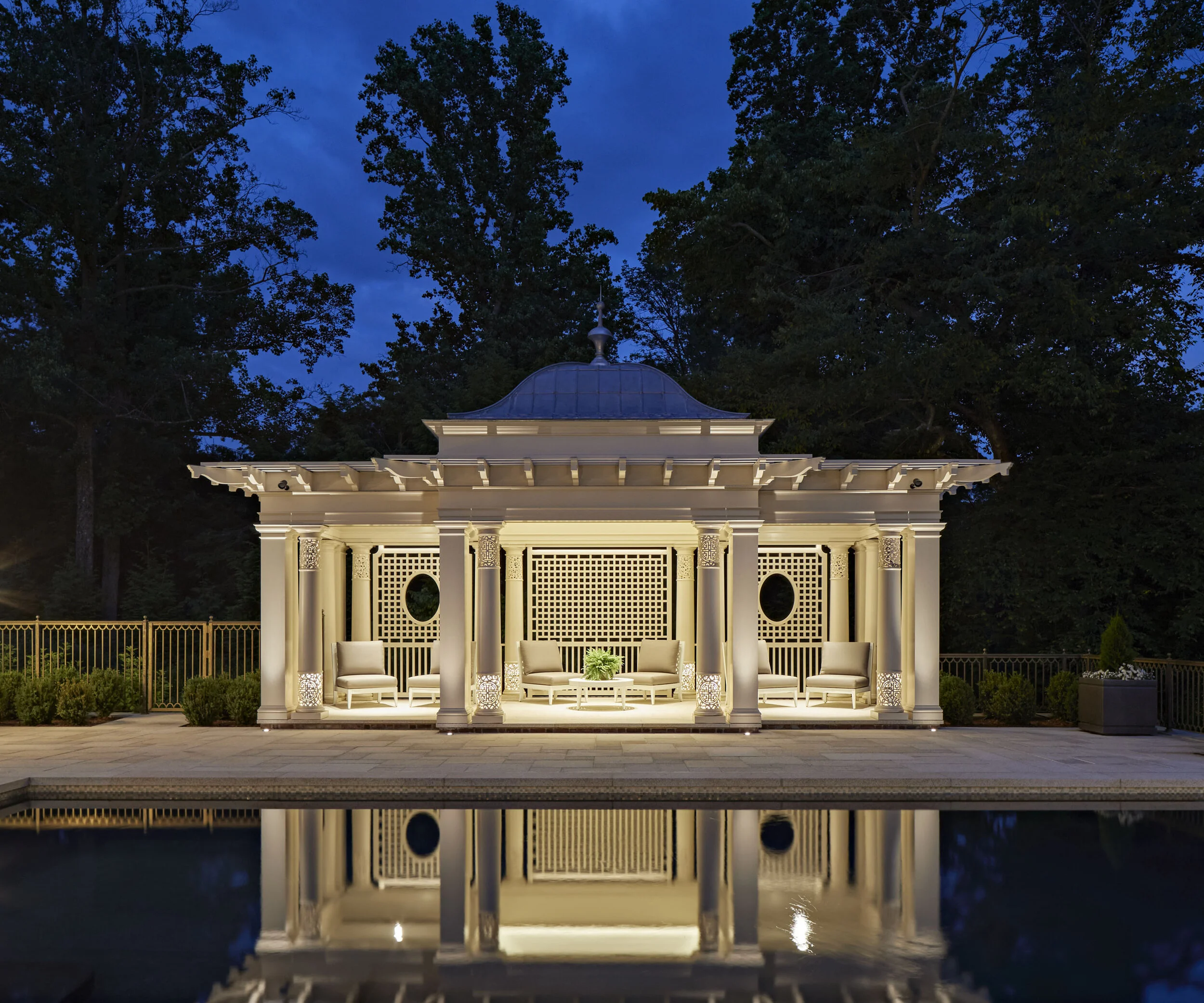Colonial home in Greenwich CT, outdoor loggia