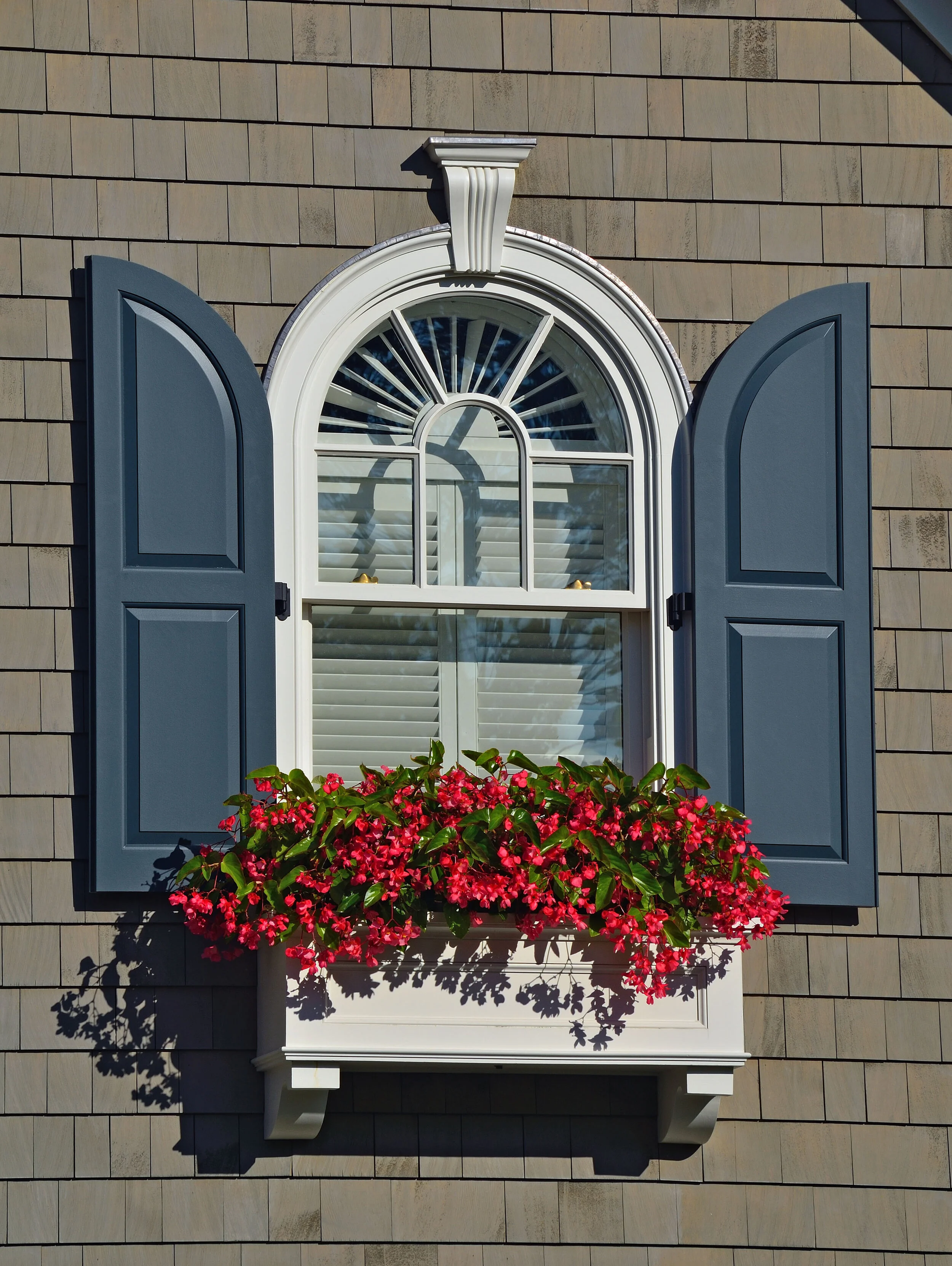 Colonial home in Greenwich CT, double hung window detail