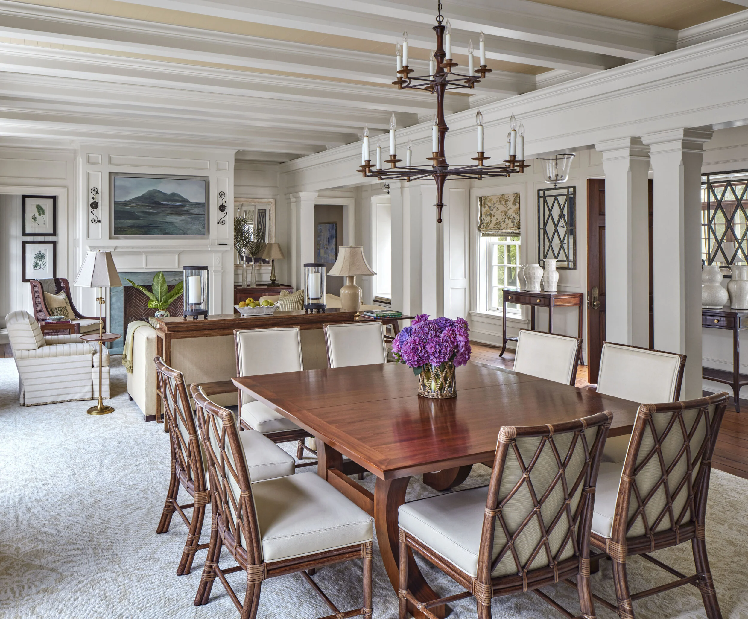 Georgian home in Greenwich CT, dining room paneled walls