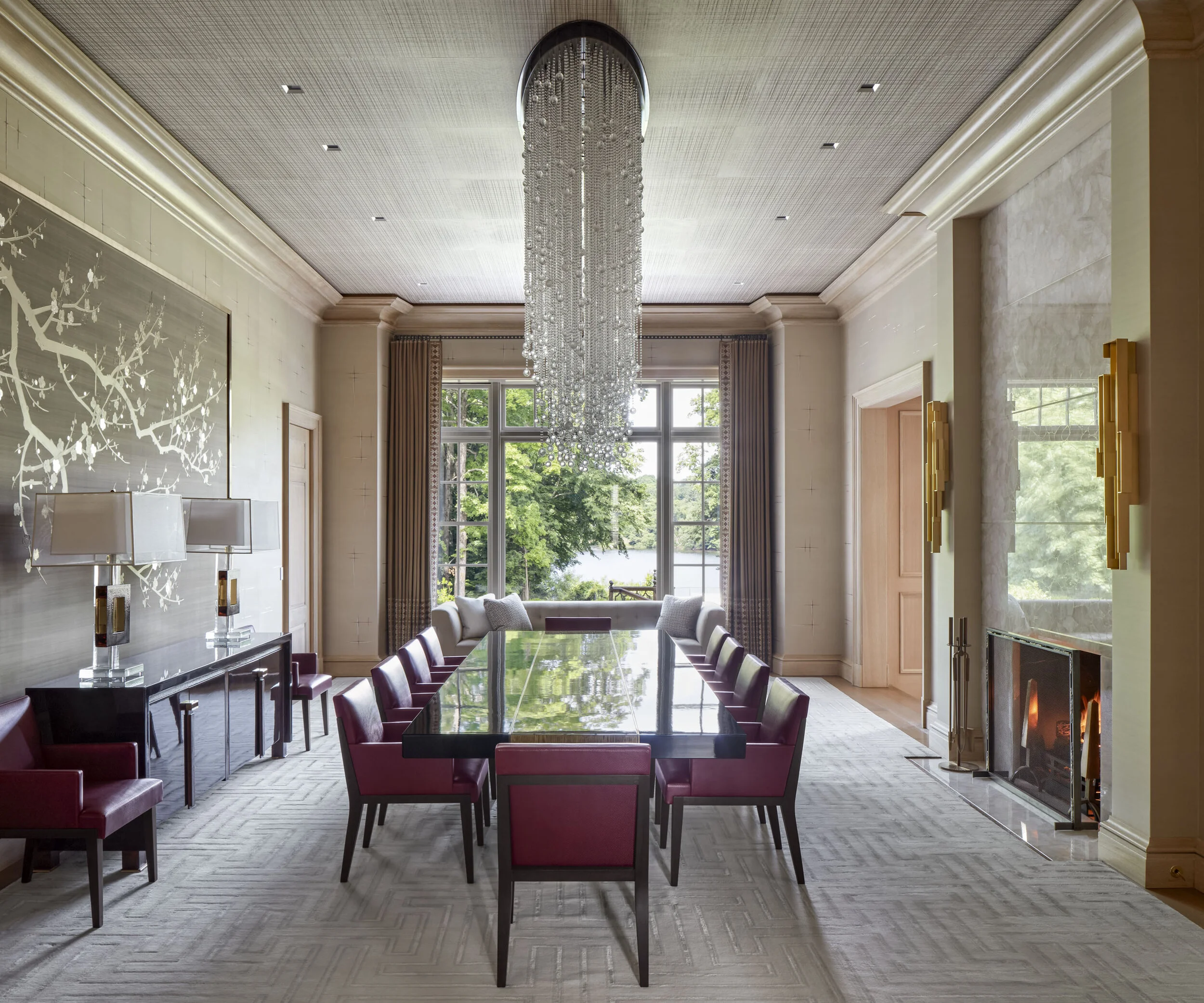 Georgian home in Greenwich CT, dining room chandelier