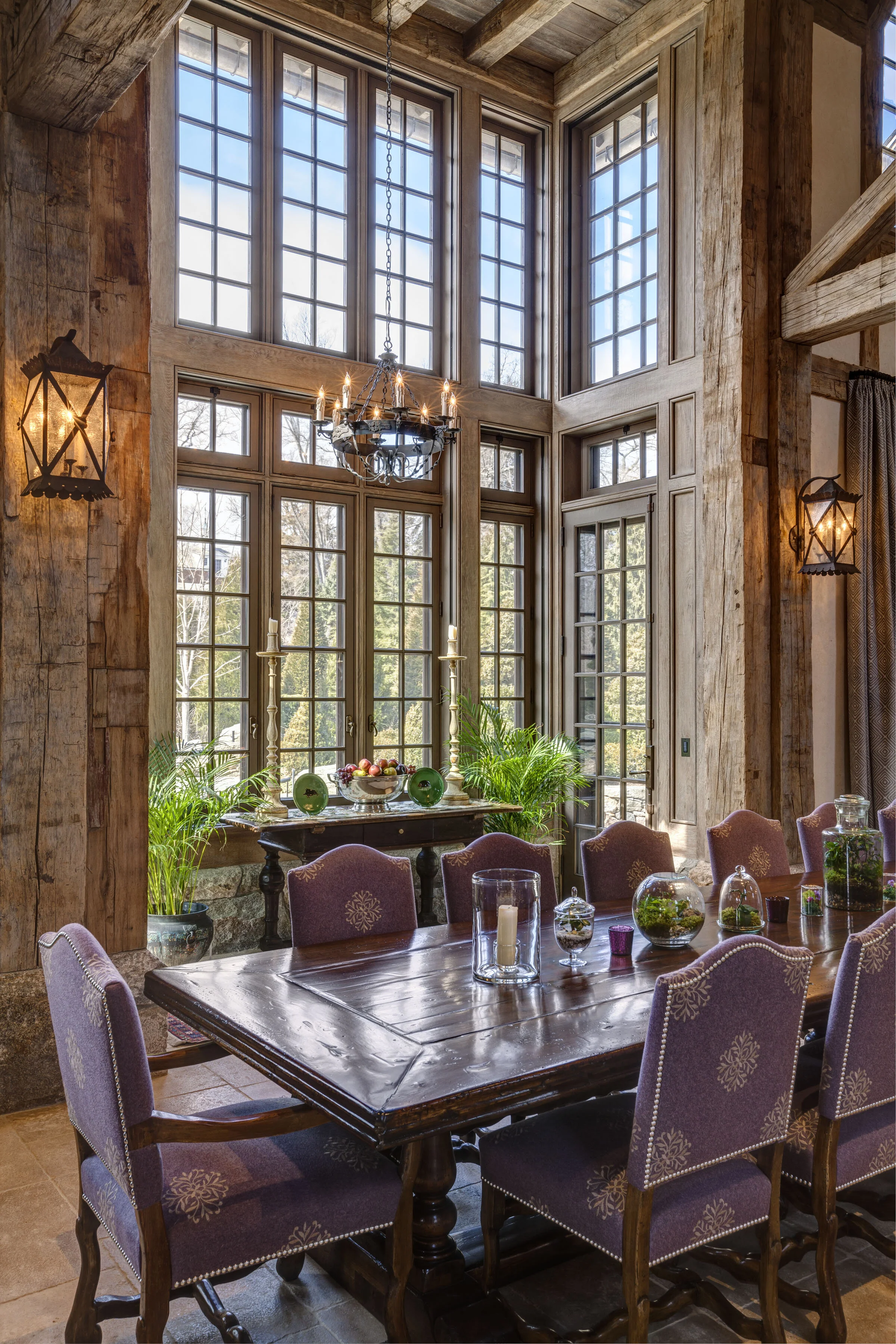 Shingle style home in Greenwich CT, dining room natural light detail