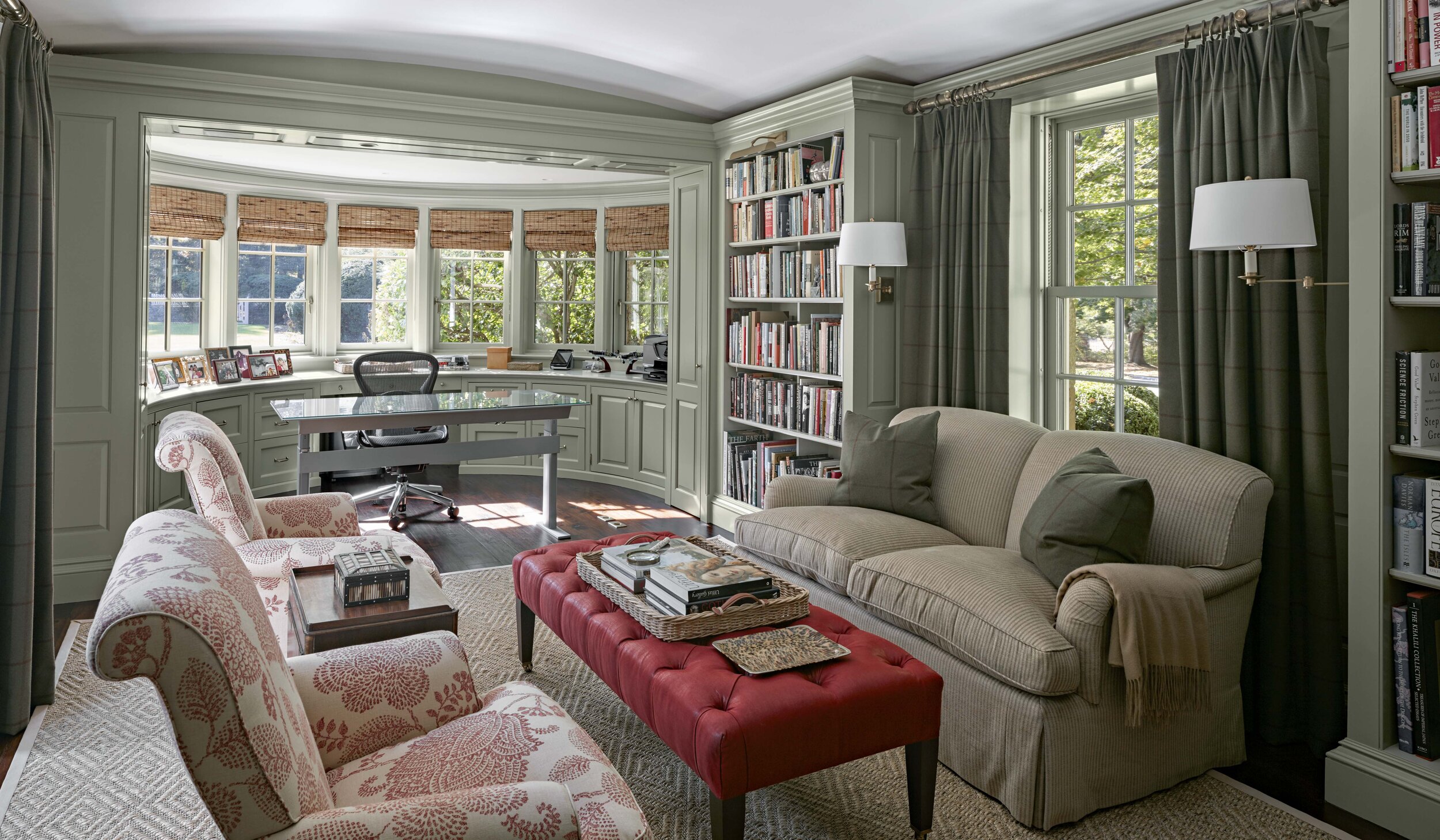 Georgian home in Greenwich CT, home office with built-ins