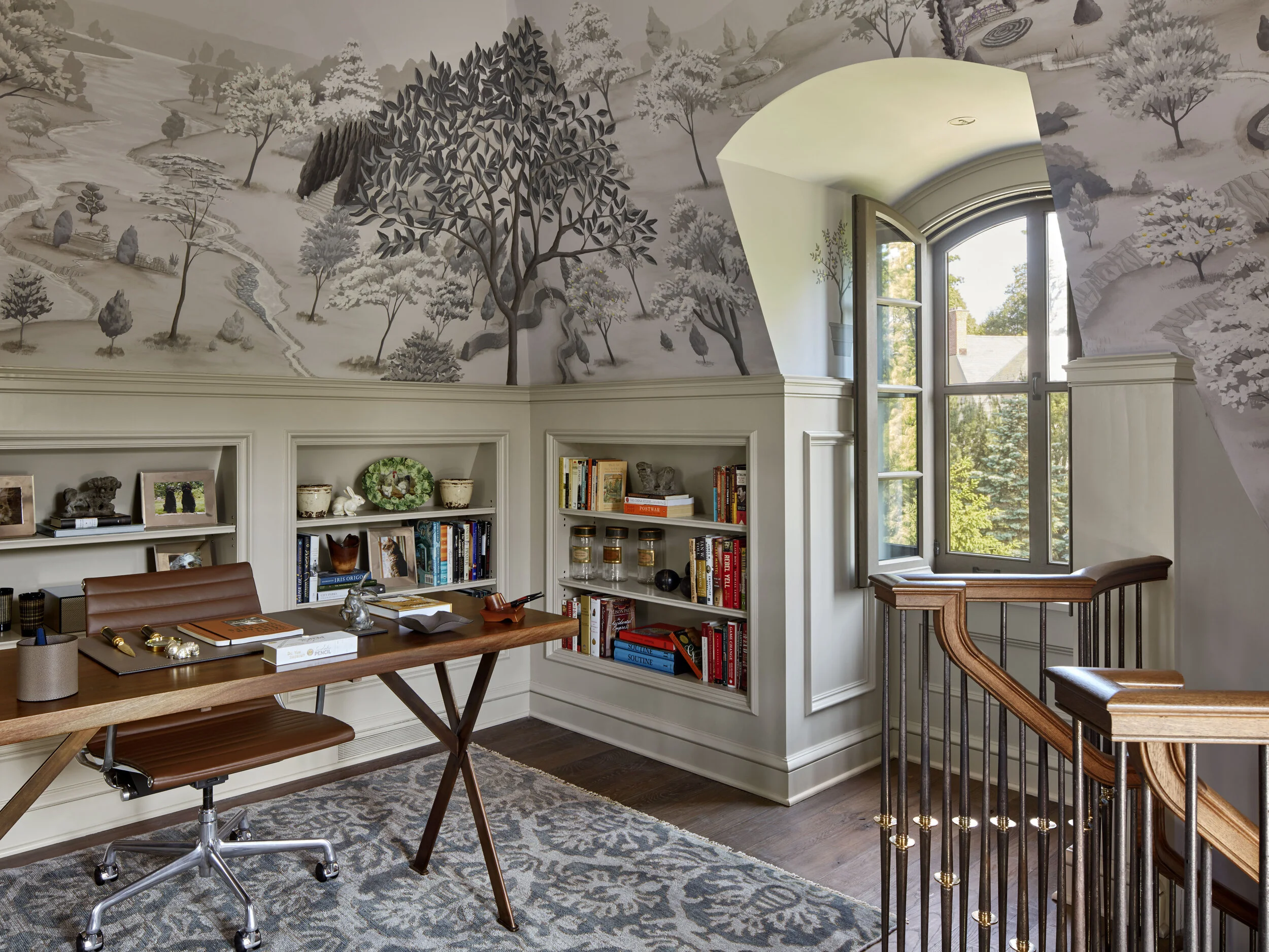 Colonial home in Greenwich CT, home office window seat