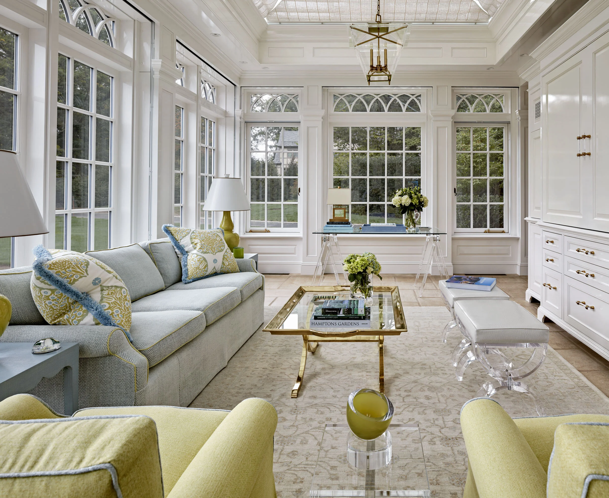 Shingle style home in Greenwich CT, home office with skylights
