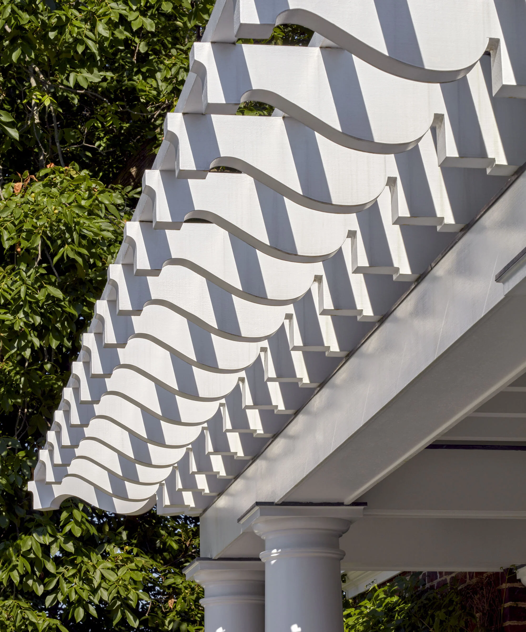Georgian home in Greenwich CT, exterior portico detail
