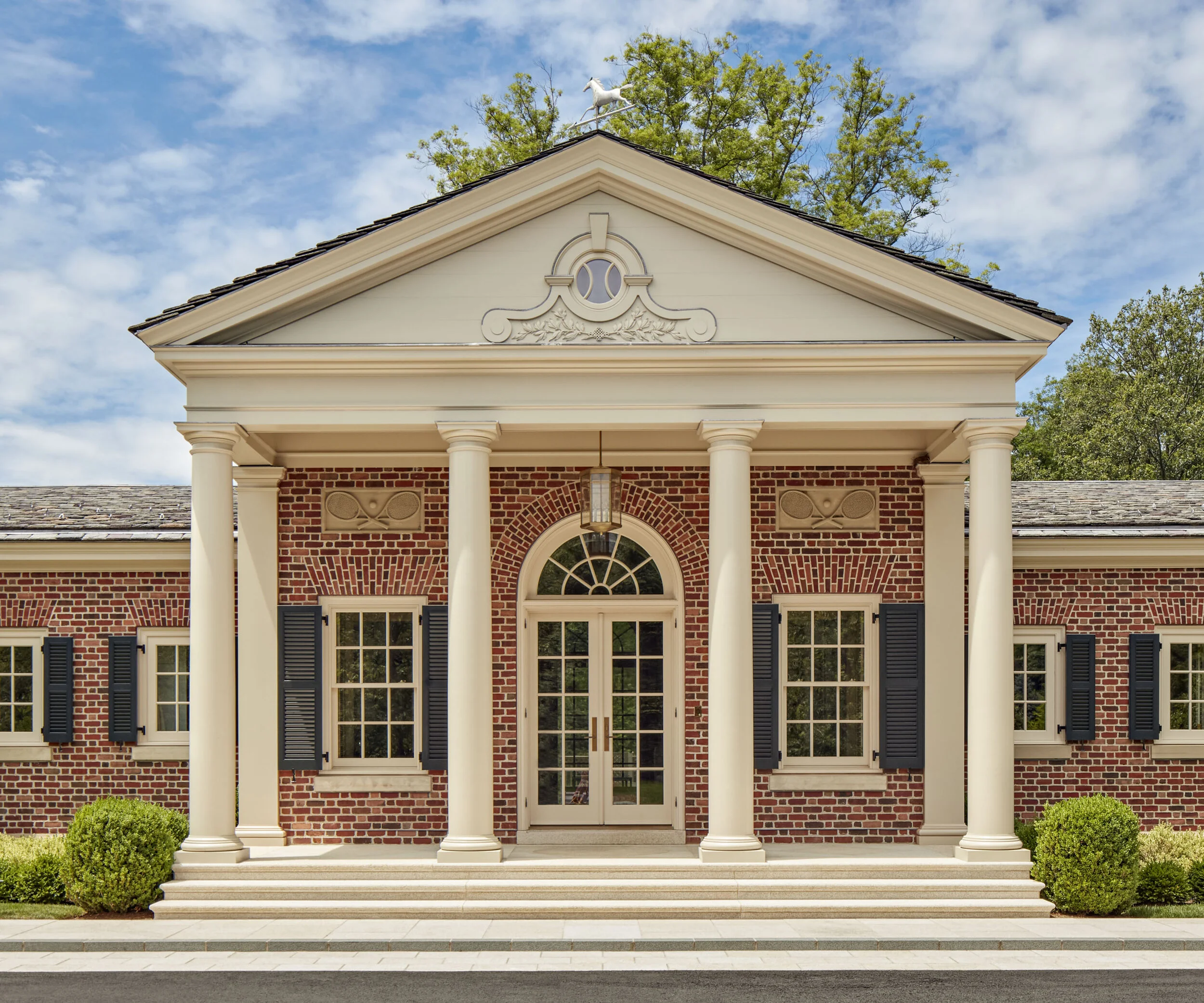 Shingle style home in Greenwich CT, exterior gable trim detail