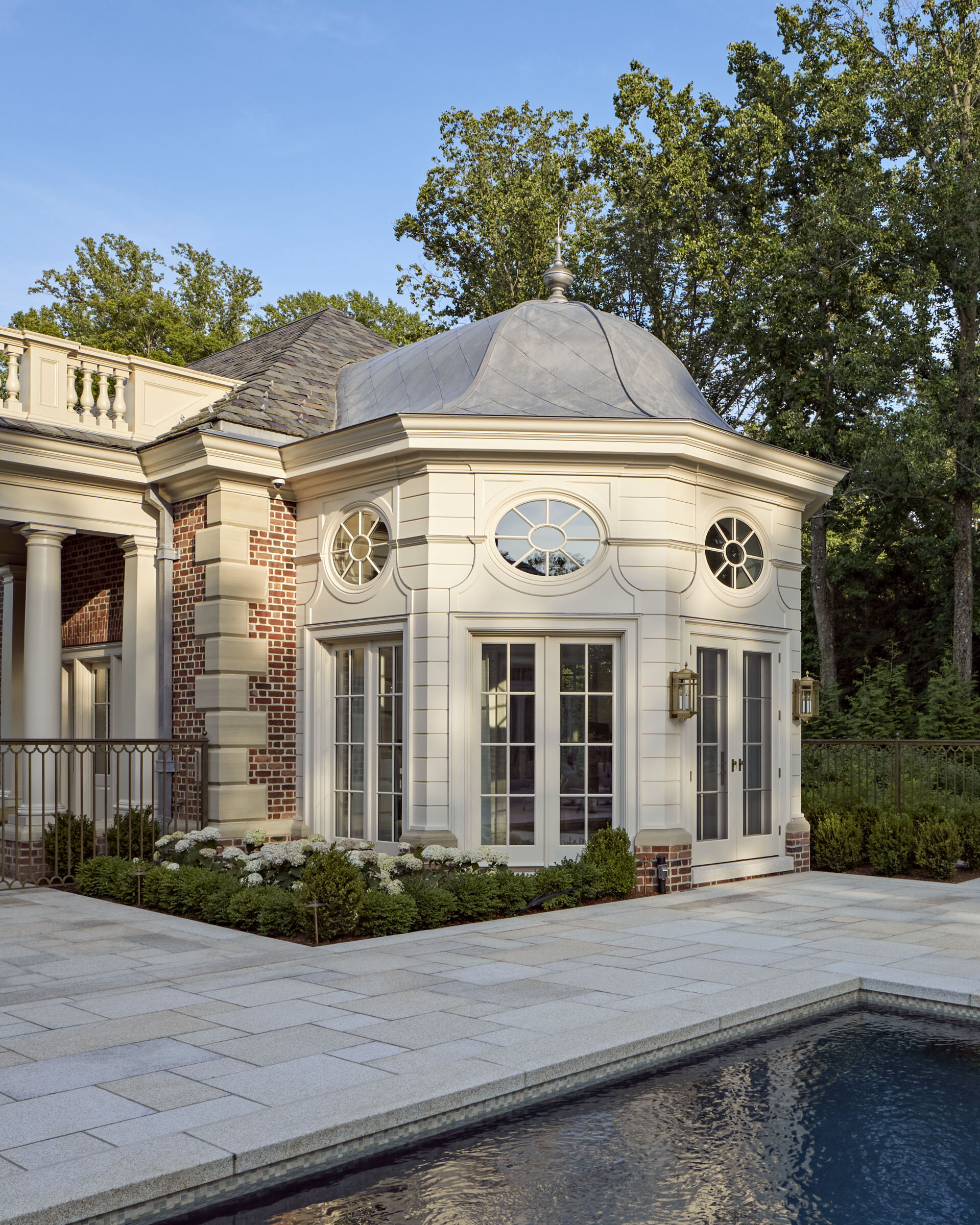 Shingle style home in Greenwich CT, exterior porch column