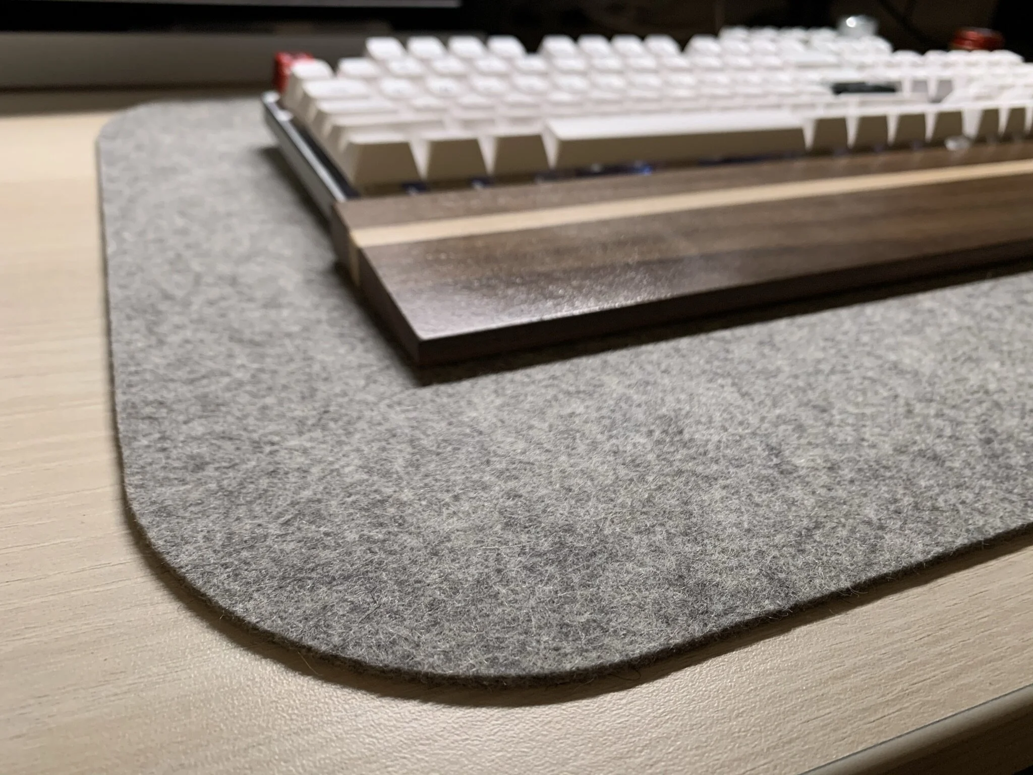 Light grey desk mat