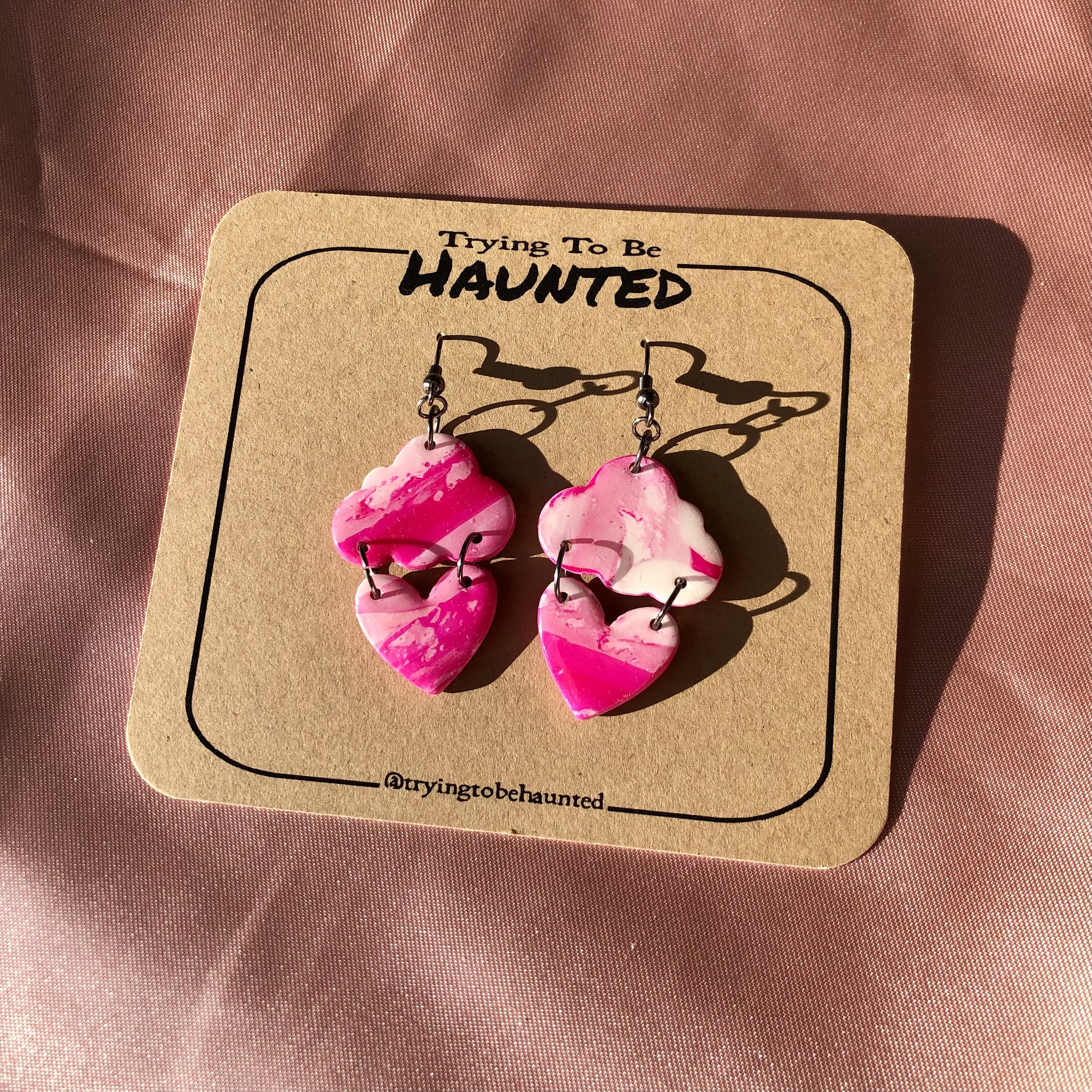 Hot Pink Marble Heart Clouds