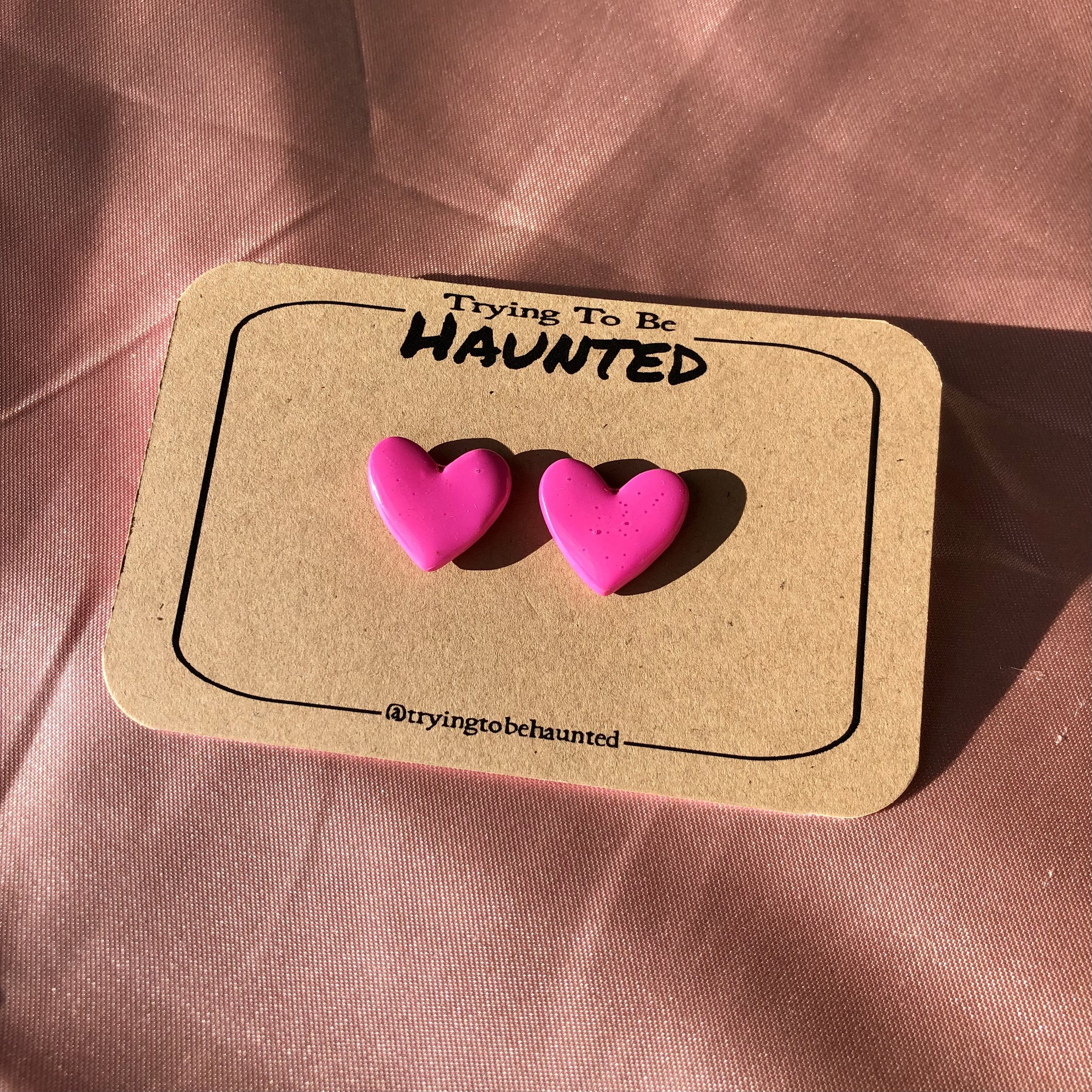 Hot Pink Heart Studs