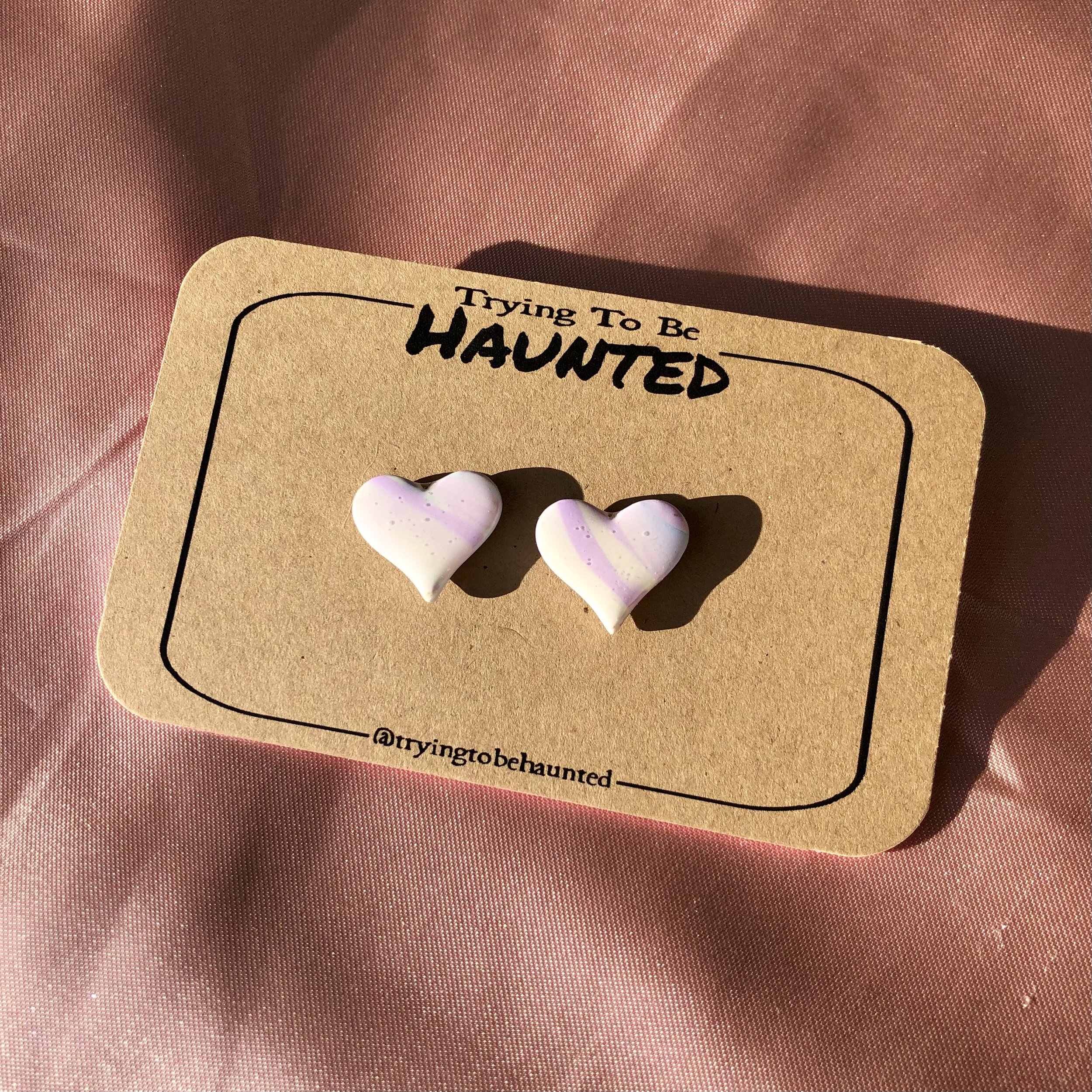 Pastel Marble Heart Studs