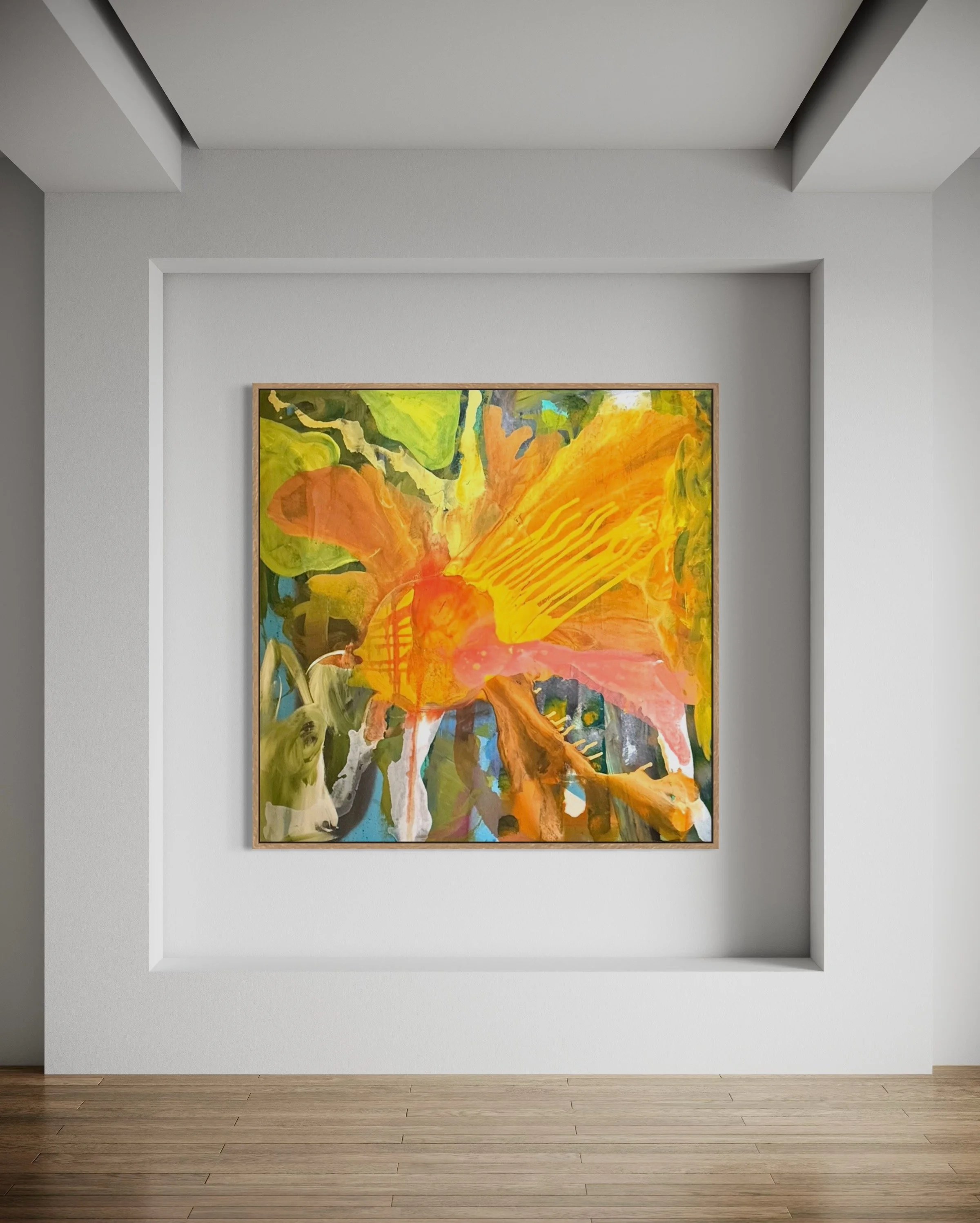  PHOENIX 
 mixed media on canvas
 60 x 60 inches
 152 x 152 cm
  available 