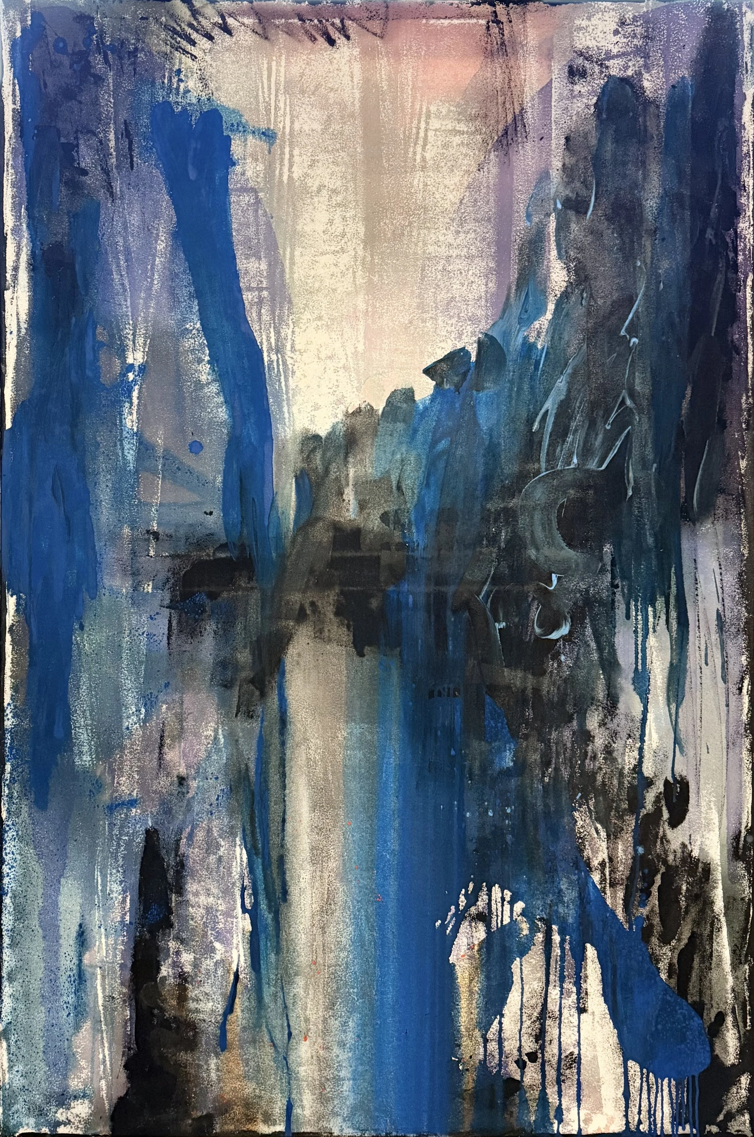  SKOGAFOSS 
 original mixed media on canvas
 48 x 72 in
  122  x 183 cm
  available 