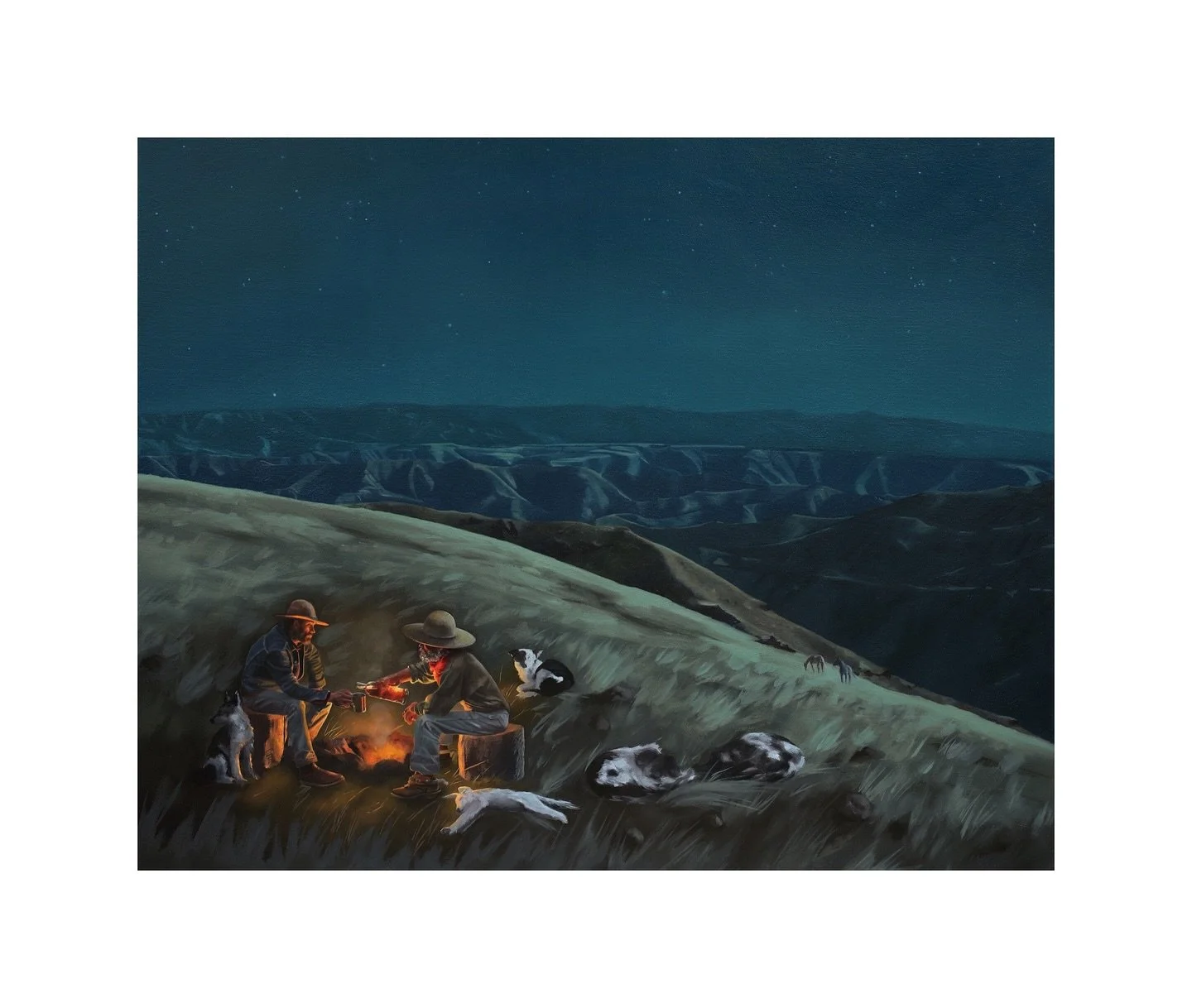 &ldquo;Day&rsquo;s End, Fall Gather&rdquo; (oil on wood panel).
This original painting, which I made for a collaboration with @pendletonwhisky, arrived safely to its new home in California. The painting&rsquo;s new owner seems very happy to have this