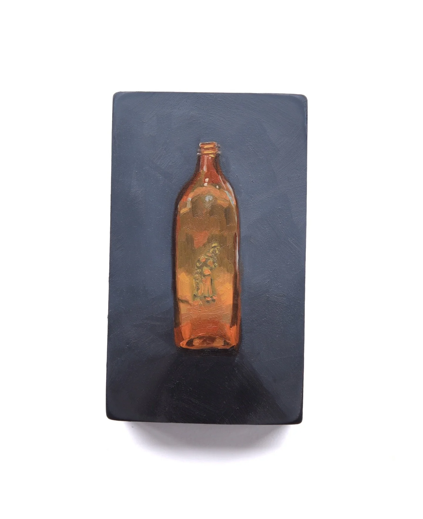 Another little still-life, 3&rdquo; x 5&rdquo; on wood panel.

I found this bottle one summer digging in the woods. The old road had cut through there, long ago. A hundred years before? I don&rsquo;t know. And that summer the neighbors had been clear