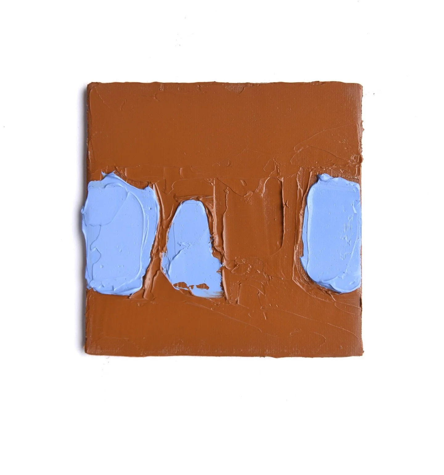 Color square # 7

Making these color squares is largely about capturing color combinations from piles mixed on my palette before they get used up or dry up or forgotten. My current big painting has a lot of fine detail and I might mix 15 piles of col