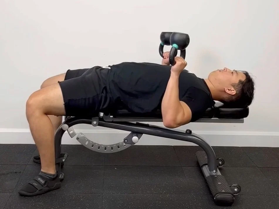 single arm kb chest press