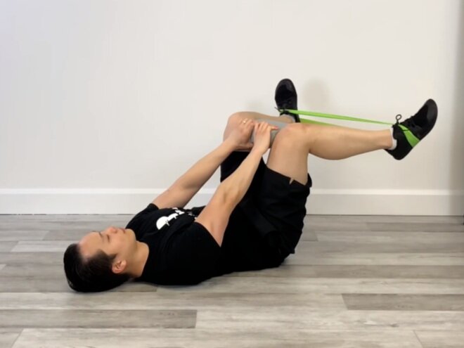 Thera-Band Loop Hip Abduction + Rotation in Supine - Performance