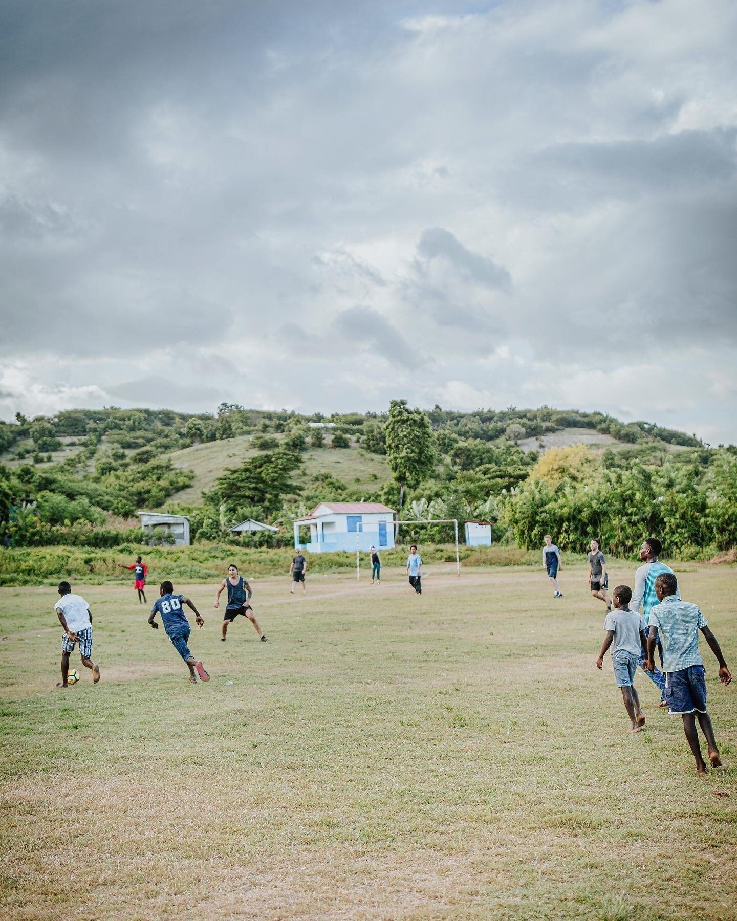Stopping to play a quick football game with Haitian school kids &hellip; as hard as we try (we try really really hard) we always lose these matches ten out of ten times &hellip; even when they&rsquo;re in sandals or barefoot or not even trying 🤷🏼⚽️