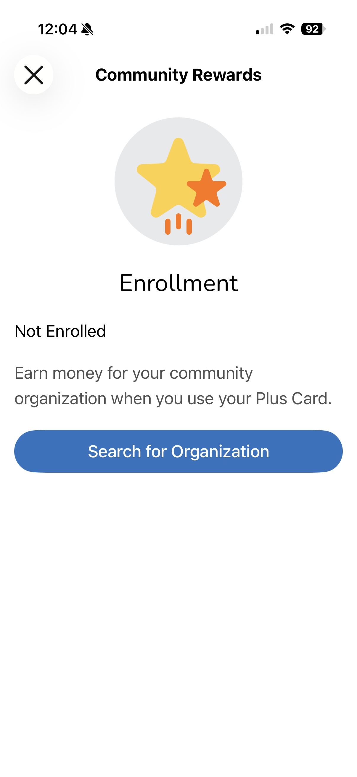 Click "Search for Organization." 