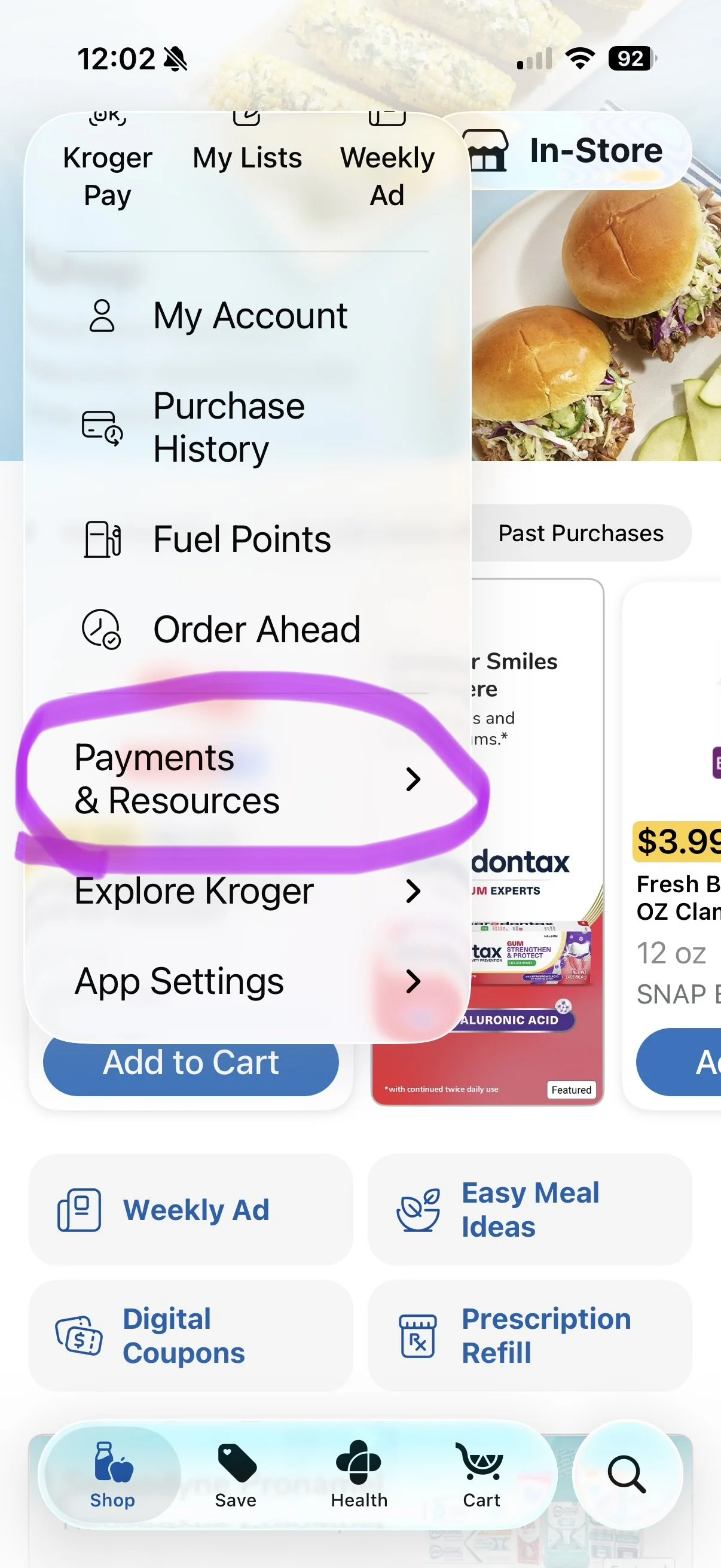 Click "Payments & Resources."