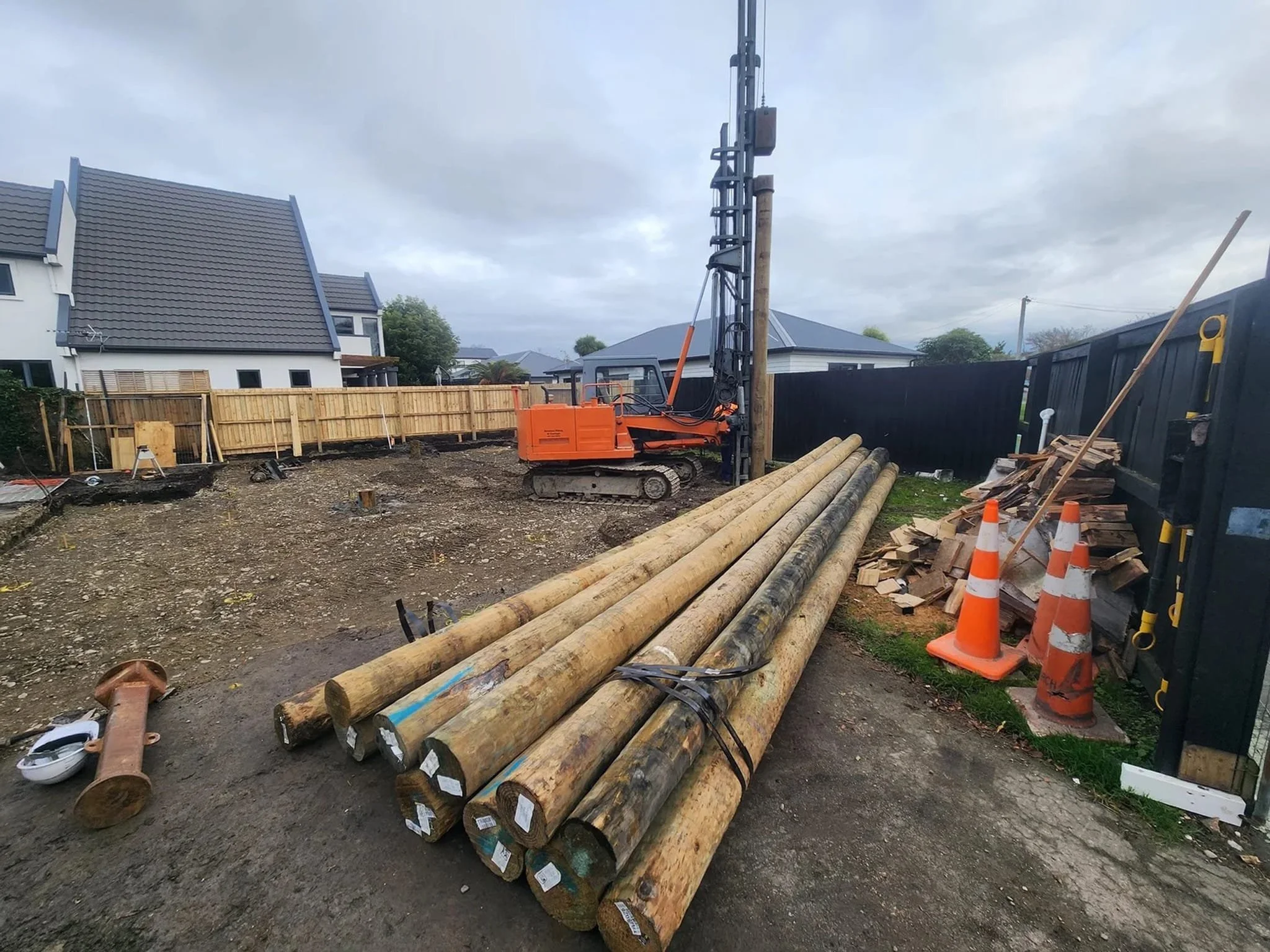 Geotechnical drilling and deep foundations geotech work on residential site in Rolleston, Canterbury.