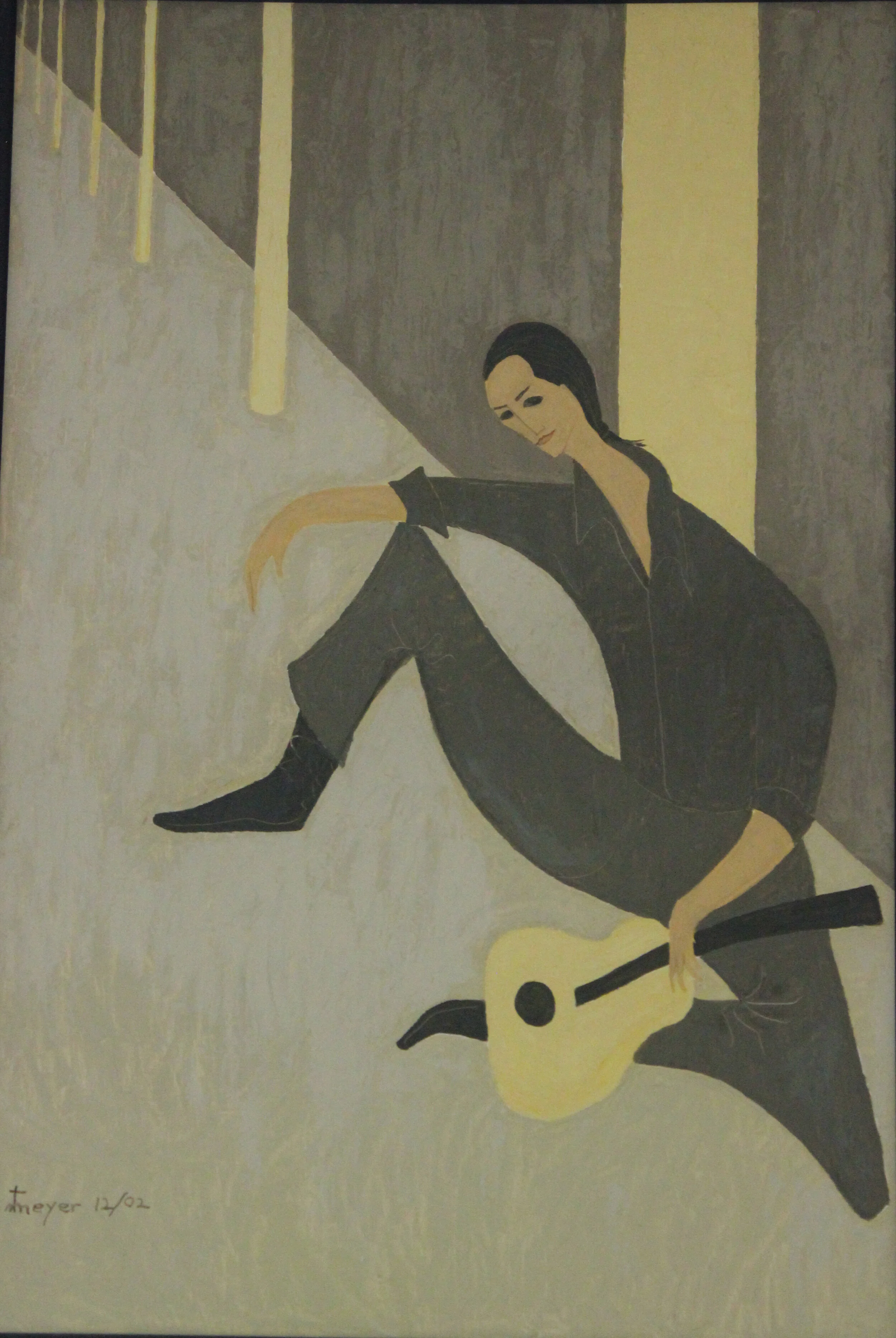 [Sold] Guitarist in Columned Room (2002) oil, 50 x 37 inches