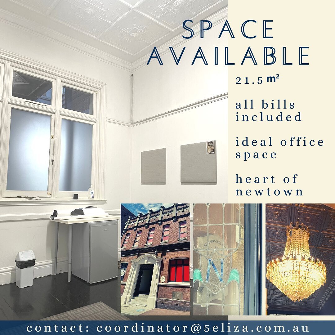 Come join our community! This is a rare opportunity to snap up a studio/office space at 5 Eliza. Your building neighbours include a friendly crew of visual artists and theatre makers 🎭

Founded as a School of Arts in 1858, the building is loaded wit