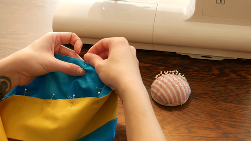 Pin the rest of the Cuff to the Base until you reach the back of the Base.