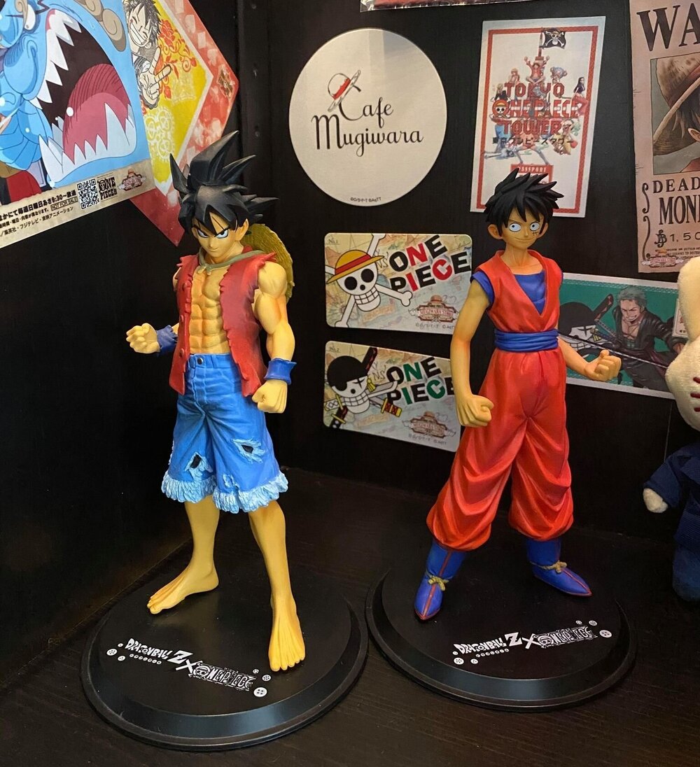 Dragon Ball Z x One Piece 40th Anniversary DX figures by Bandai. Figures are owned and photo taken by Kerry Madden-Potts.