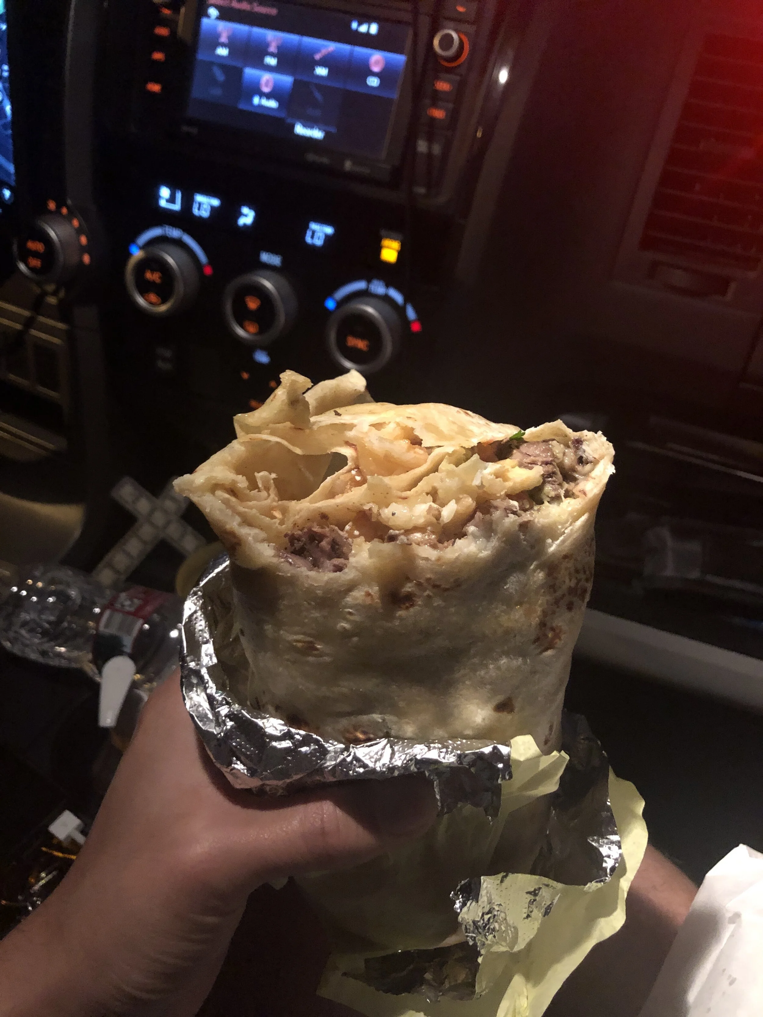 nothin like eating a burrito in a car