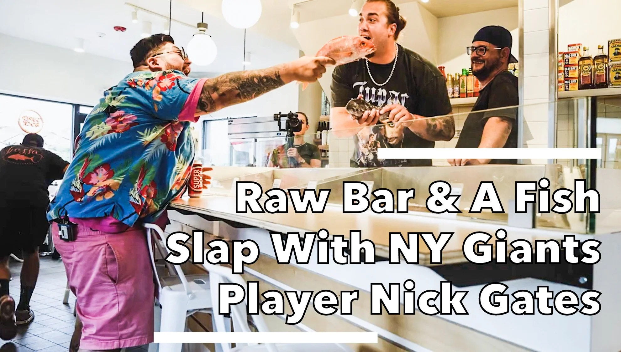 Raw Bar &amp; A Fish Slap With NY Giants Player Nick Gates | Bossa Fish |Elizabeth, NJ | TobiasEats