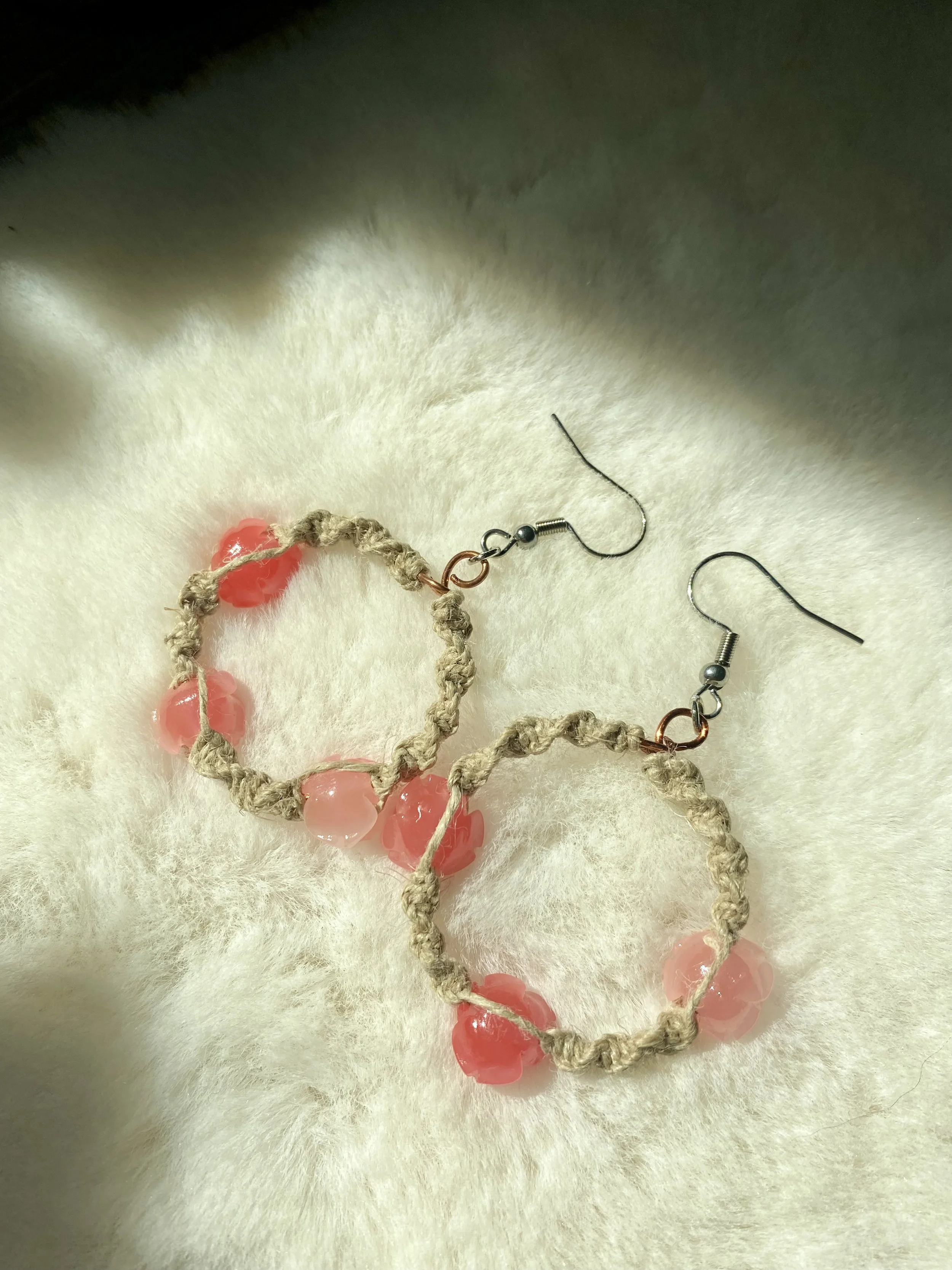 Pink Rose Earrings