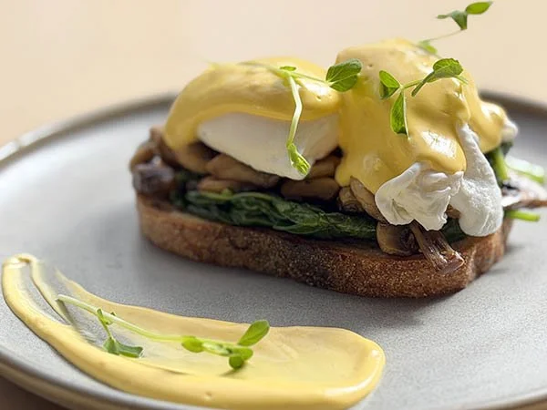 Eggs Benny at Treetops Café, Avoca Beach Hotel
