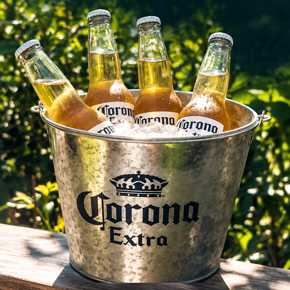 4 Corona beer bottles in a bucket - Beer Special fo October Long Weekend