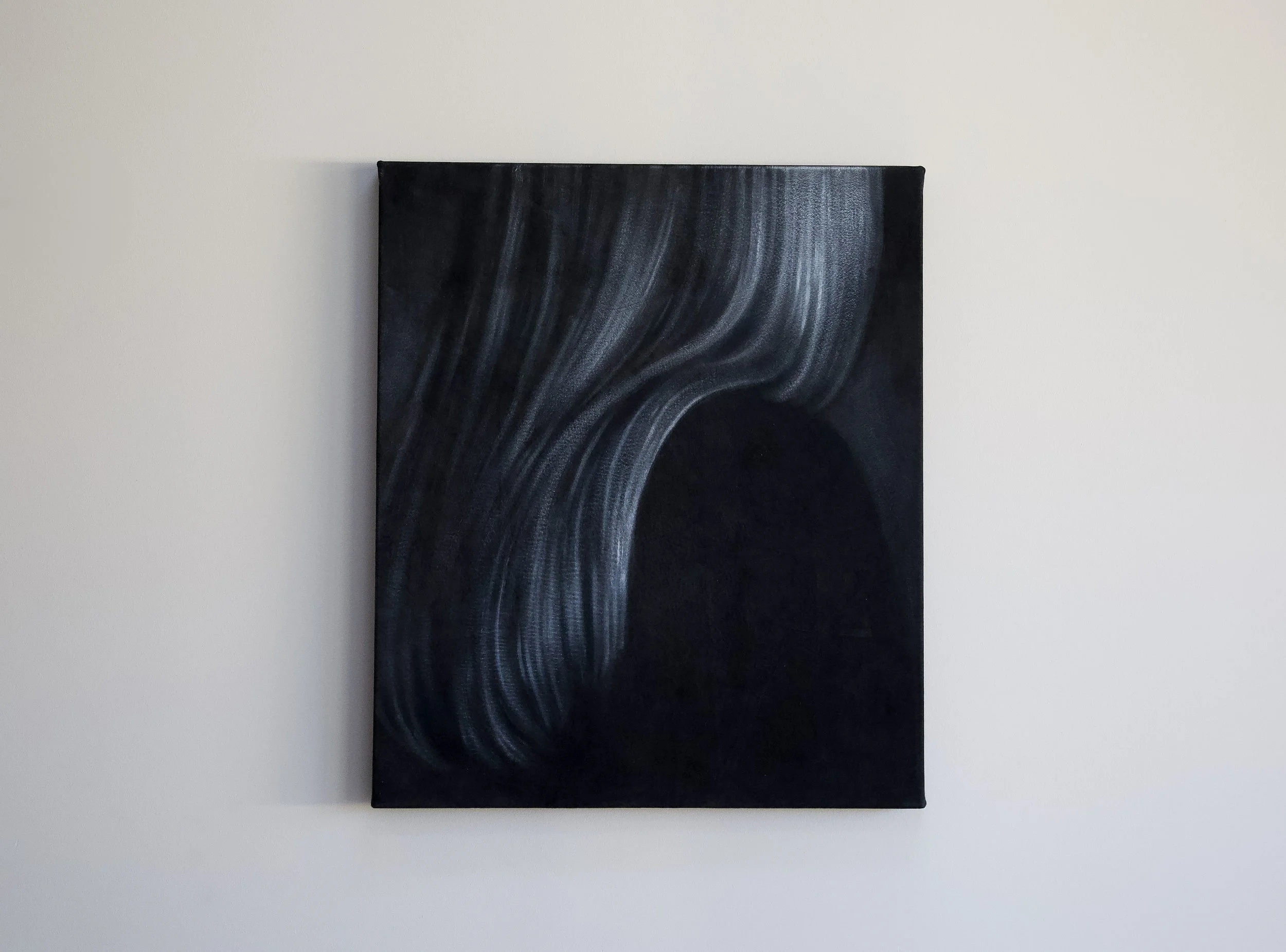 Slippery Dip, 2024. Oil on suede, 65 x 55cm.