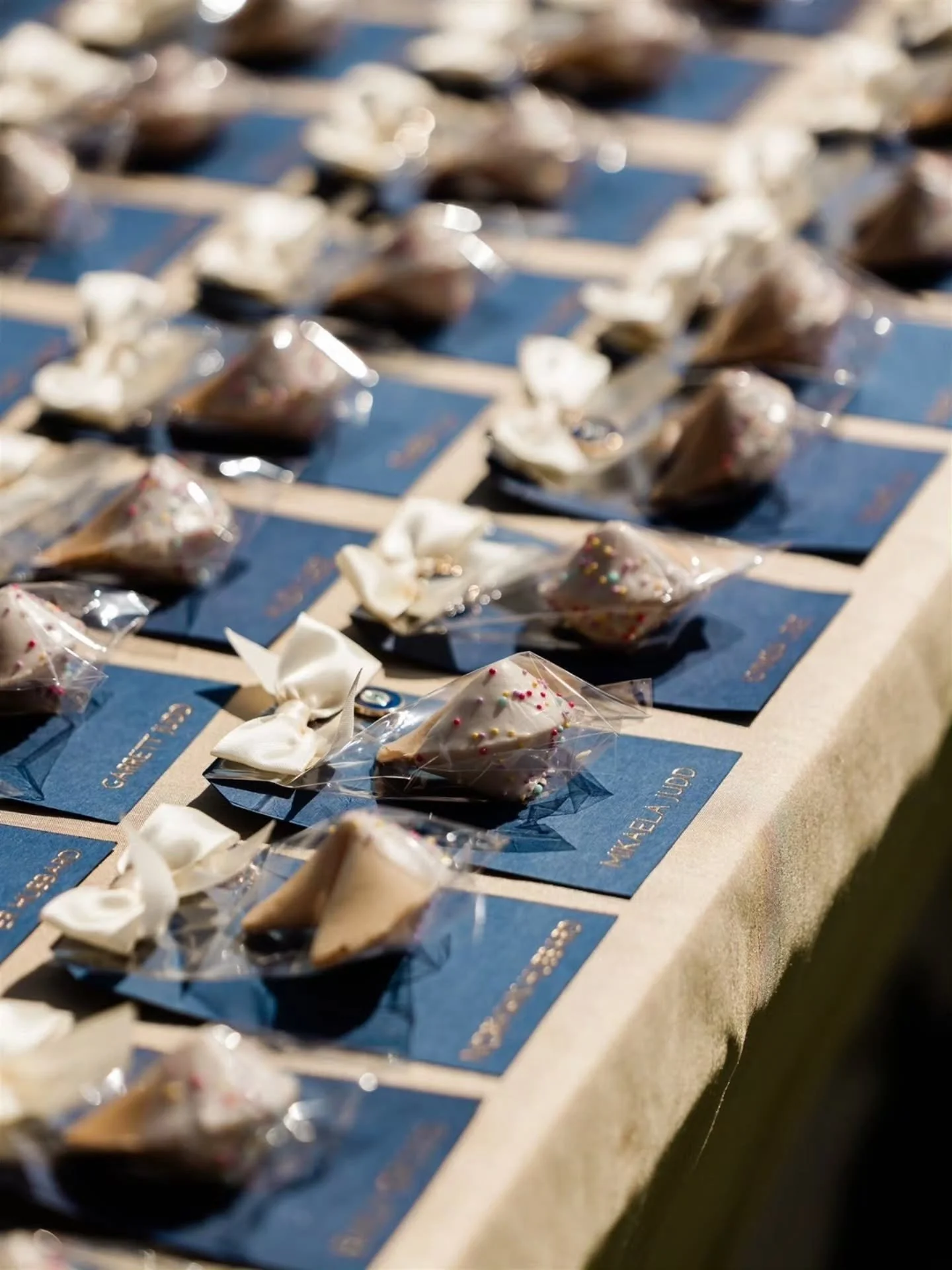 Fortune cookie table assignments during cocktail hour.

With the couple having different cultural backgrounds, they wanted to find ways to incorporate both into their wedding day. The bride is Chinese and the groom is Greek, so they opted for a fortu