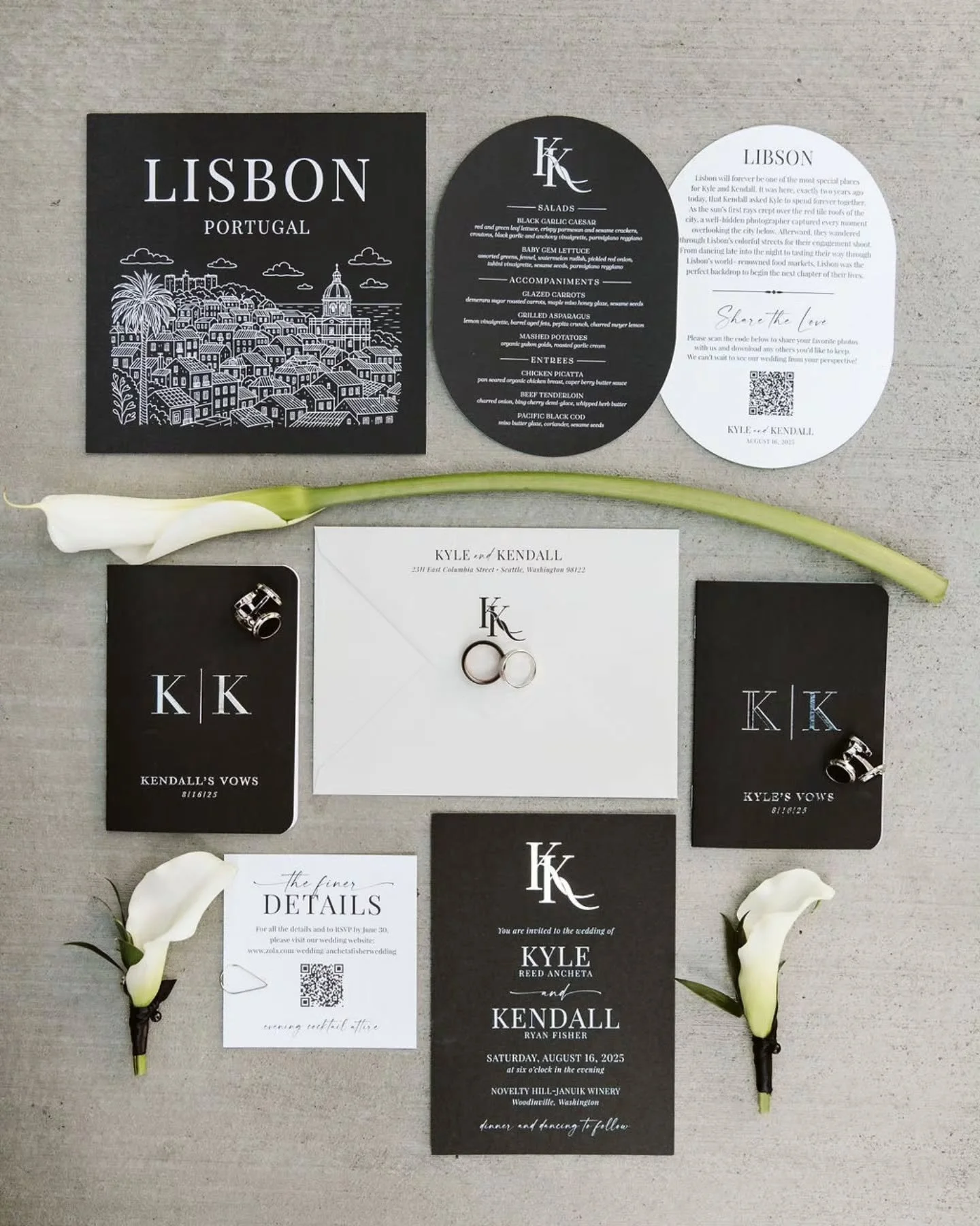 ✨️ Details from Kendall and Kyle's wedding ✨️

Modern. Masculine. Personalized. 

Featured in Washington Wedding Day magazine 

They had table names based on places they had traveled to with corresponding details about each place on the menus for eac