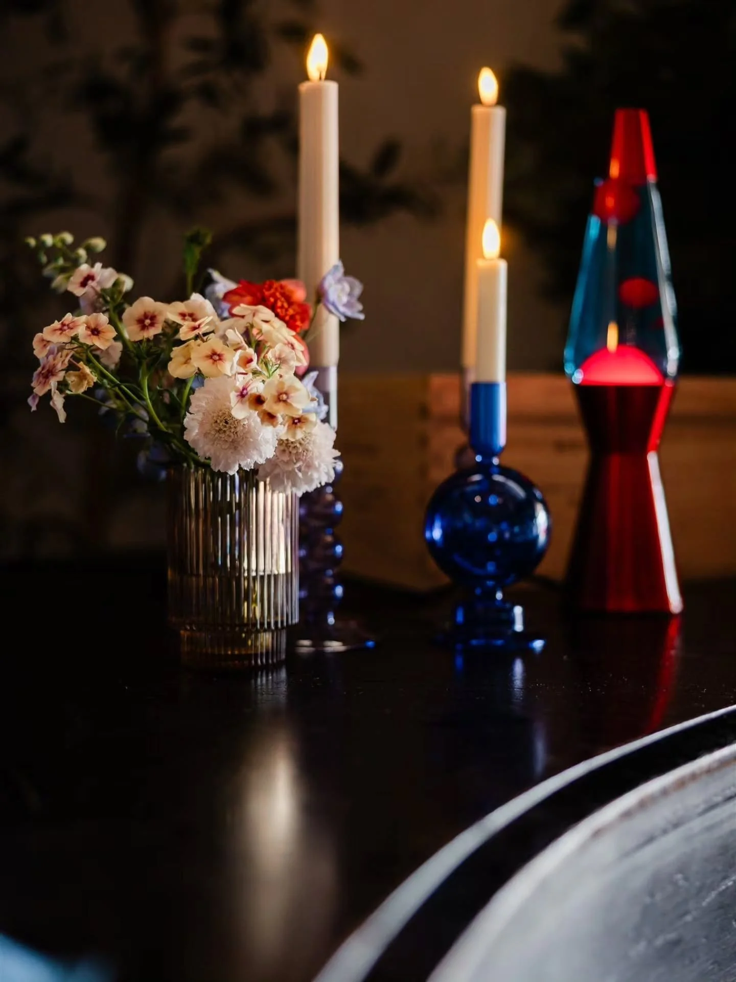 When the request is for a 70's funk party based off an old WA license plate: some red, some blue, but not patriotic feeling.

Game on. 

We loved putting together lava lamps, beaded curtains and a party atmosphere that was unlike any other reception 