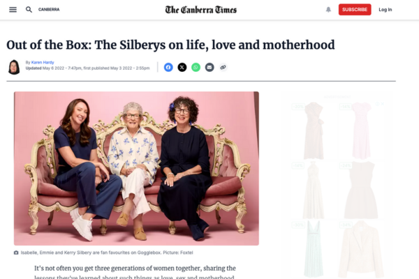 Canberra Times screenshot: Out of the Box: The Silberys on life, love and motherhood
