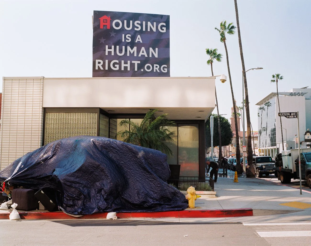 "Housing is a Human Right", Sunset Blvd, LA, CA. 2023.