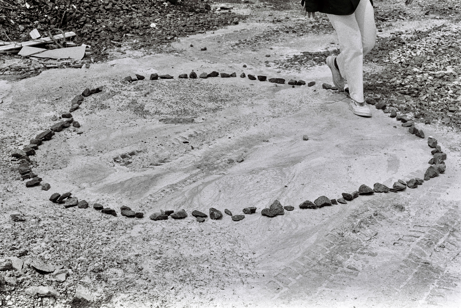 A durational site-specific intervention, collecting stones and walking/mapping an eternal loop 