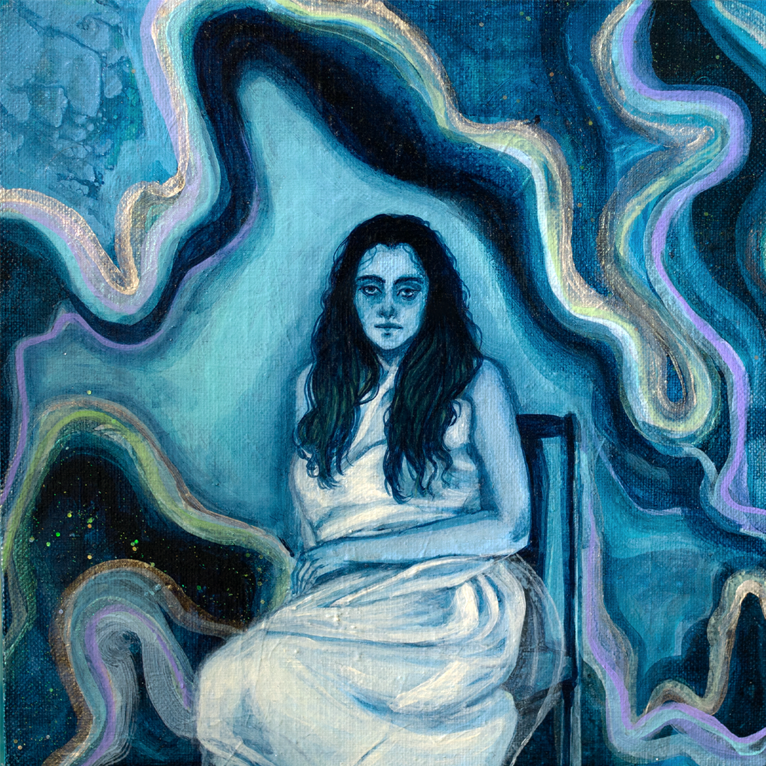 a solitary and isolated woman looking dishevelled and depressed