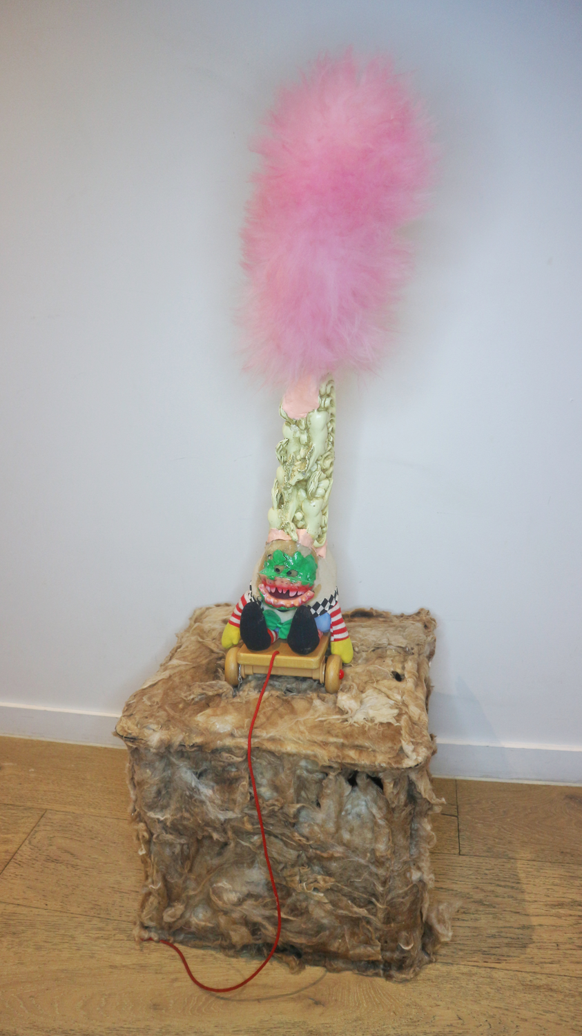 playful material assemblage sculpture 