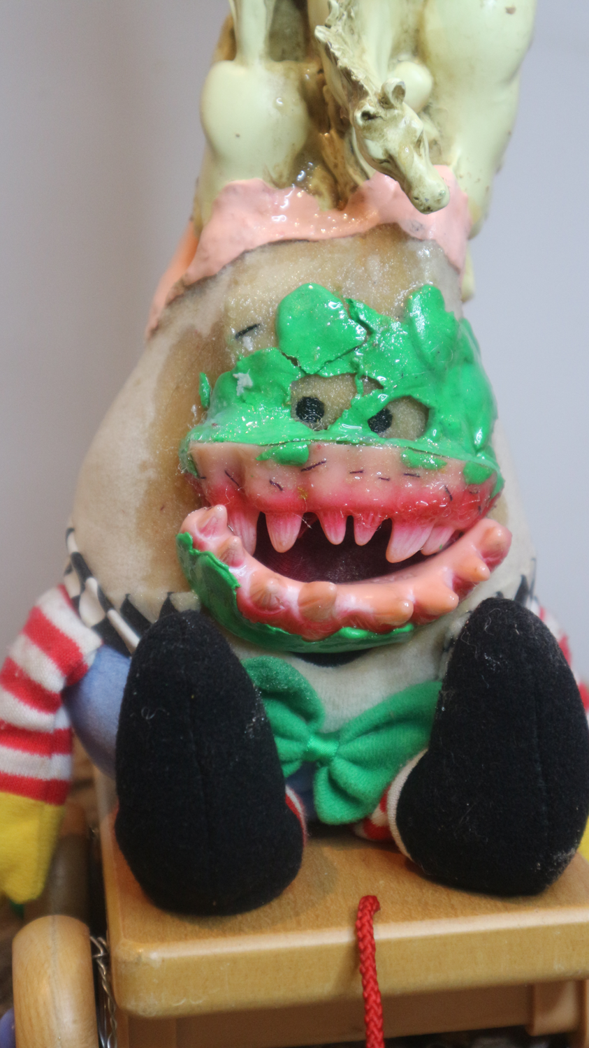 close up detail of a material assemblage sculpture