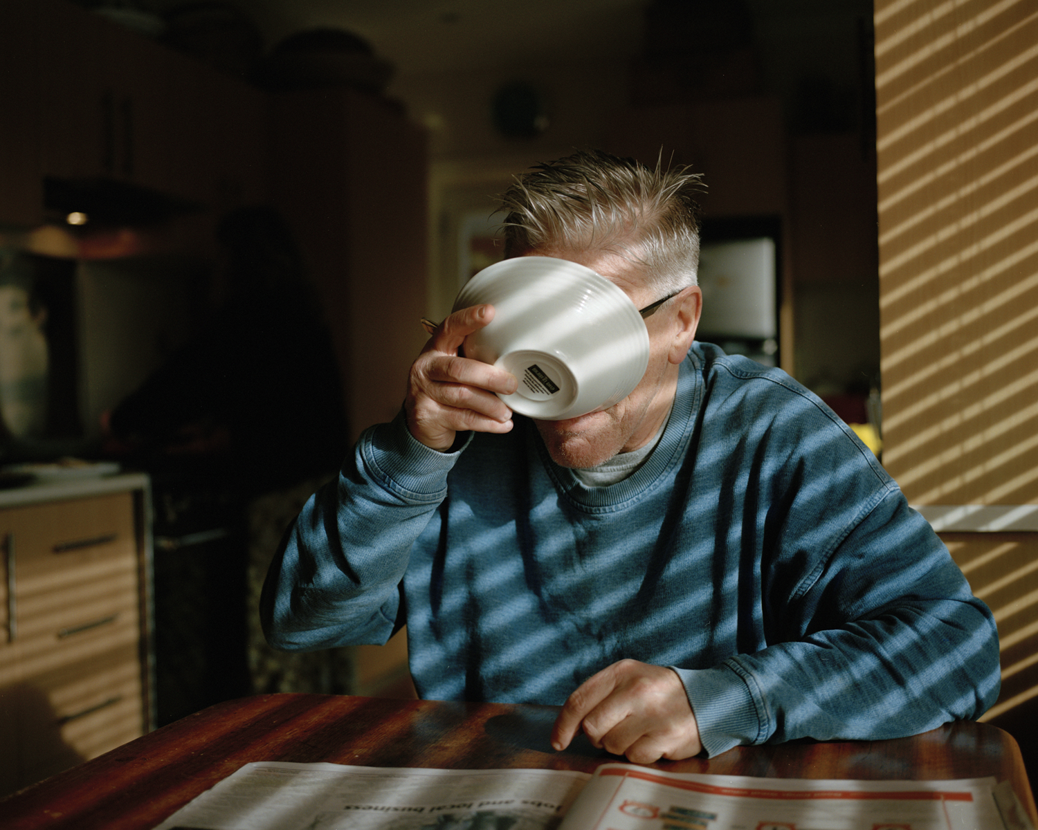 Dad eating breakfast