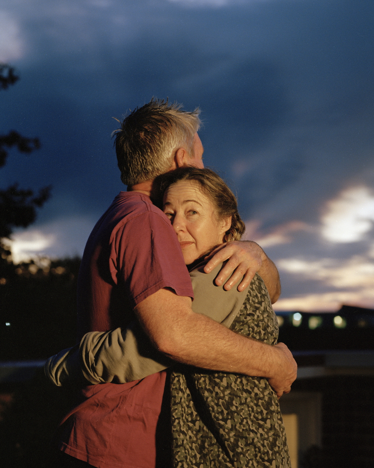 Mum Dad Hugging Backyard