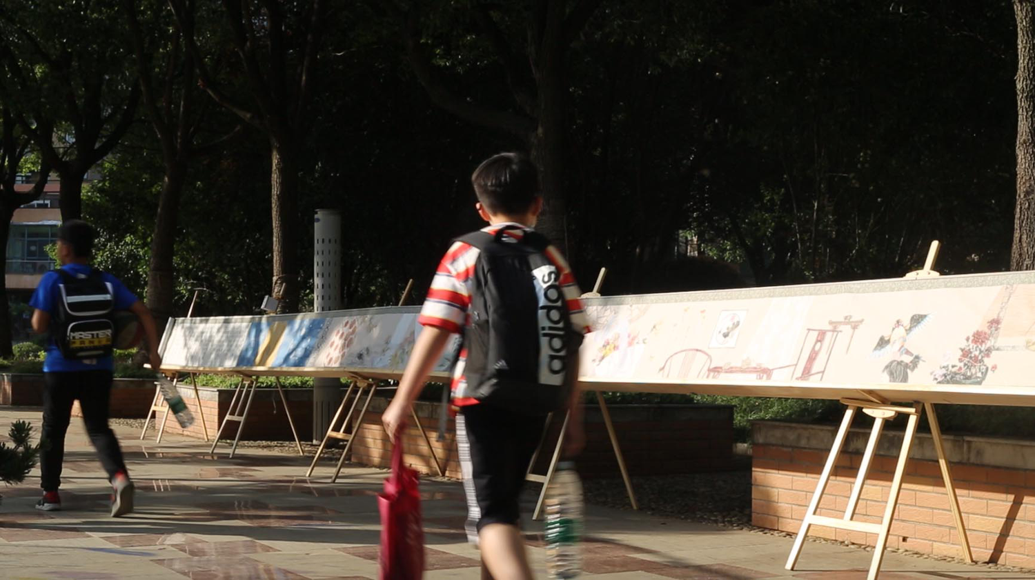 public art installation of chinese scroll in various media