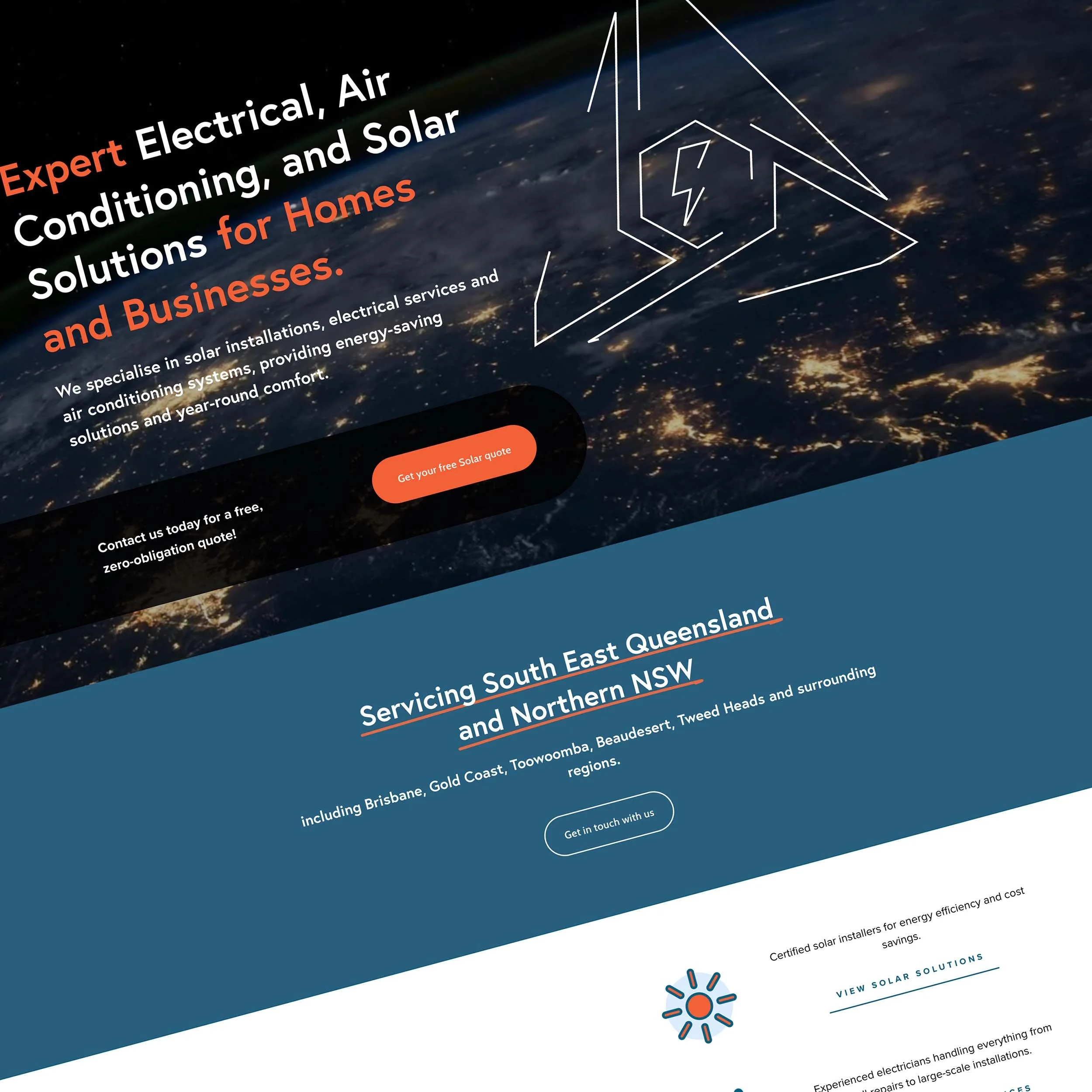 A screenshot of the home page for the Electricole custom website, created by kellgreen.co