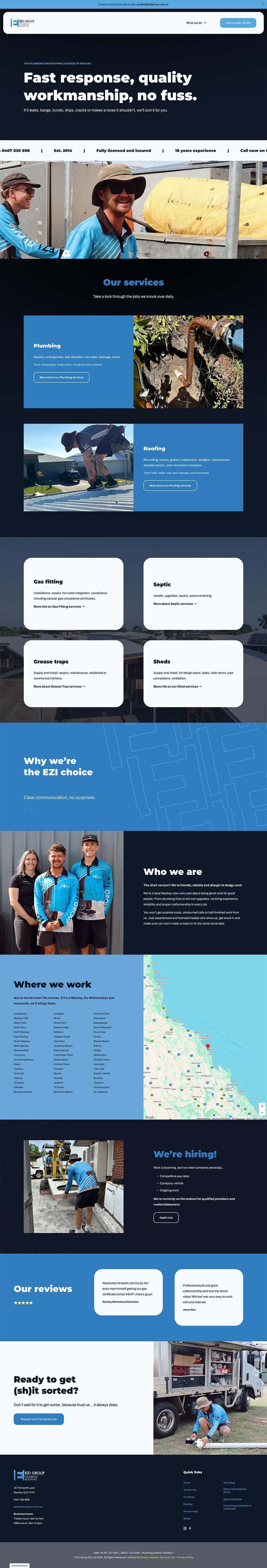 A screenshot taken of the Home page from the Ezi Group custom website project by Kell Green Design.